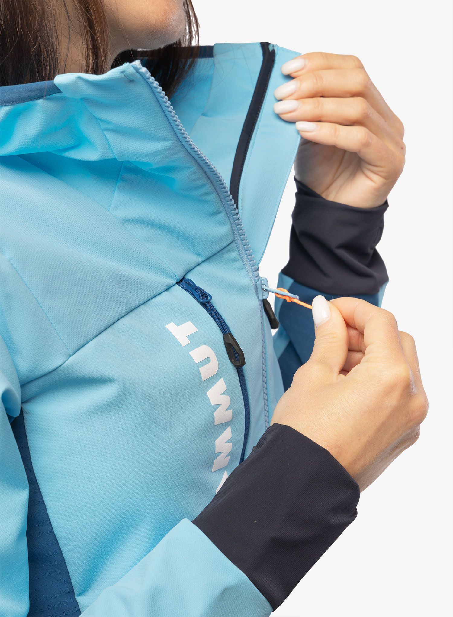 Softshellová bunda dámská Mammut Aenergy SO Hybrid Hooded Jacket - cool blue/deep ice