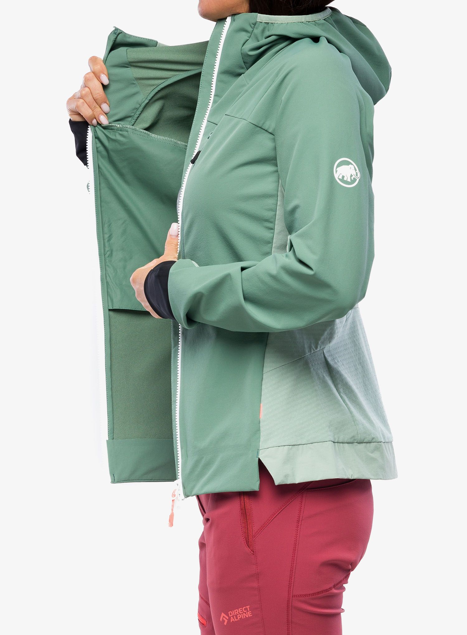 Softshellová bunda dámská Mammut Aenergy SO Hybrid Hooded Jacket - dark jade/jade
