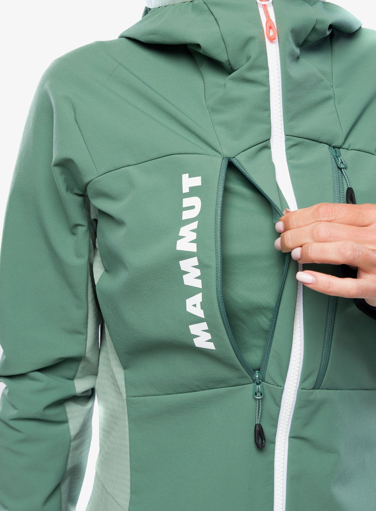 Softshellová bunda dámská Mammut Aenergy SO Hybrid Hooded Jacket - dark jade/jade