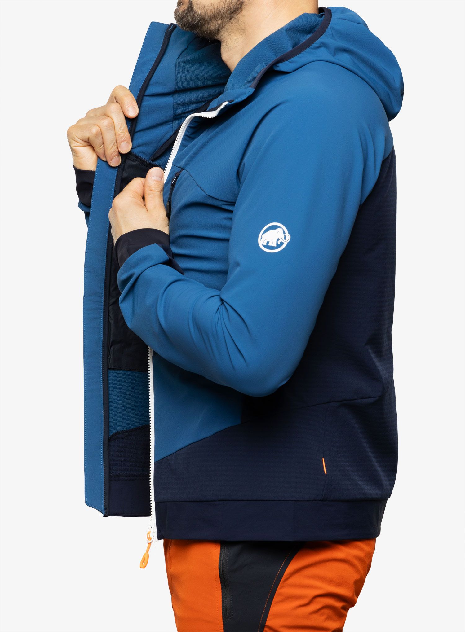 Softshellová bunda pánská Mammut Aenergy SO Hybrid Hooded Jacket - deep ice/marine