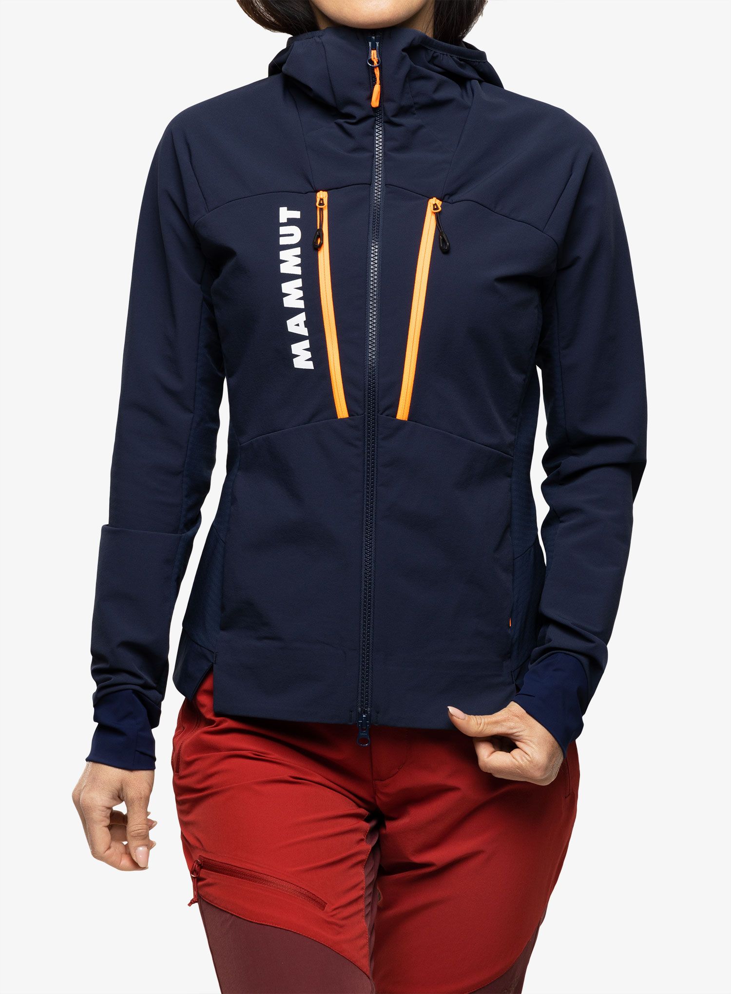 Softshellová bunda dámská Mammut Aenergy SO Hybrid Hooded Jacket - marine/vibrant orange