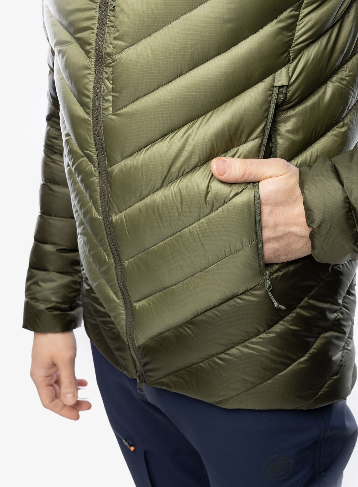 Péřová bunda Mammut Broad Peak IN Hooded Jacket - marsh/dark marsh