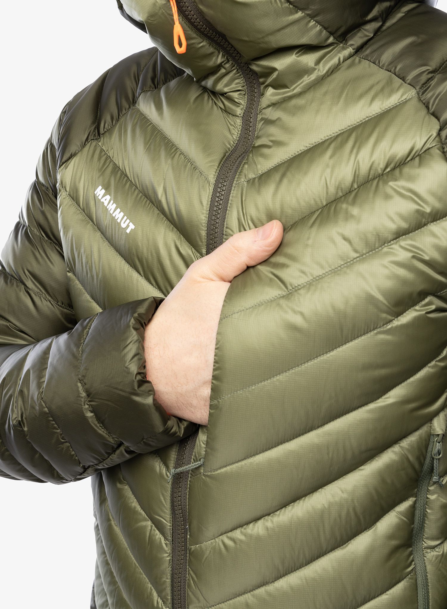 Péřová bunda Mammut Broad Peak IN Hooded Jacket - marsh/dark marsh