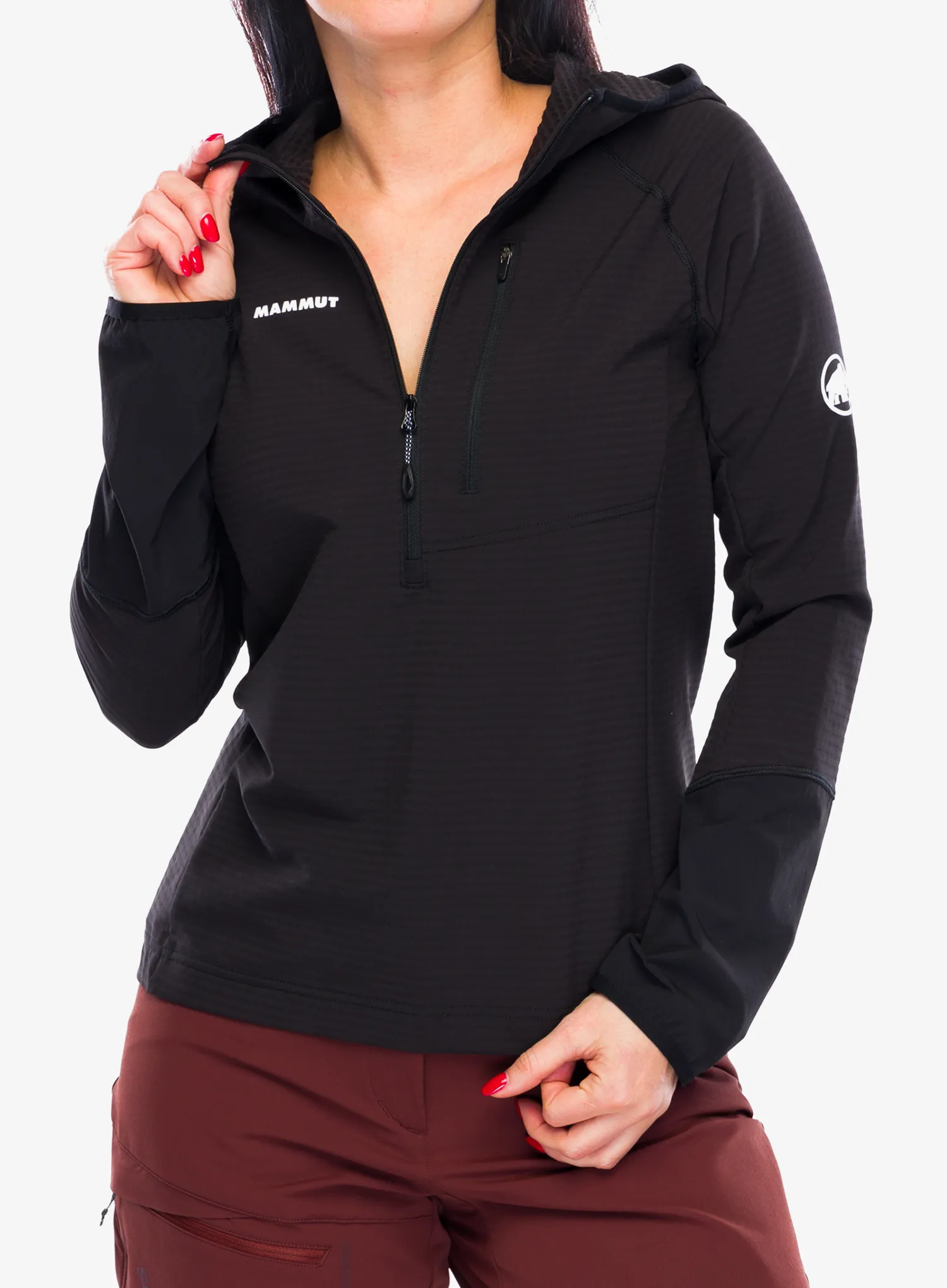 Dámská mikina s kapucí Mammut Madris Light ML Half Zip Hoody - black