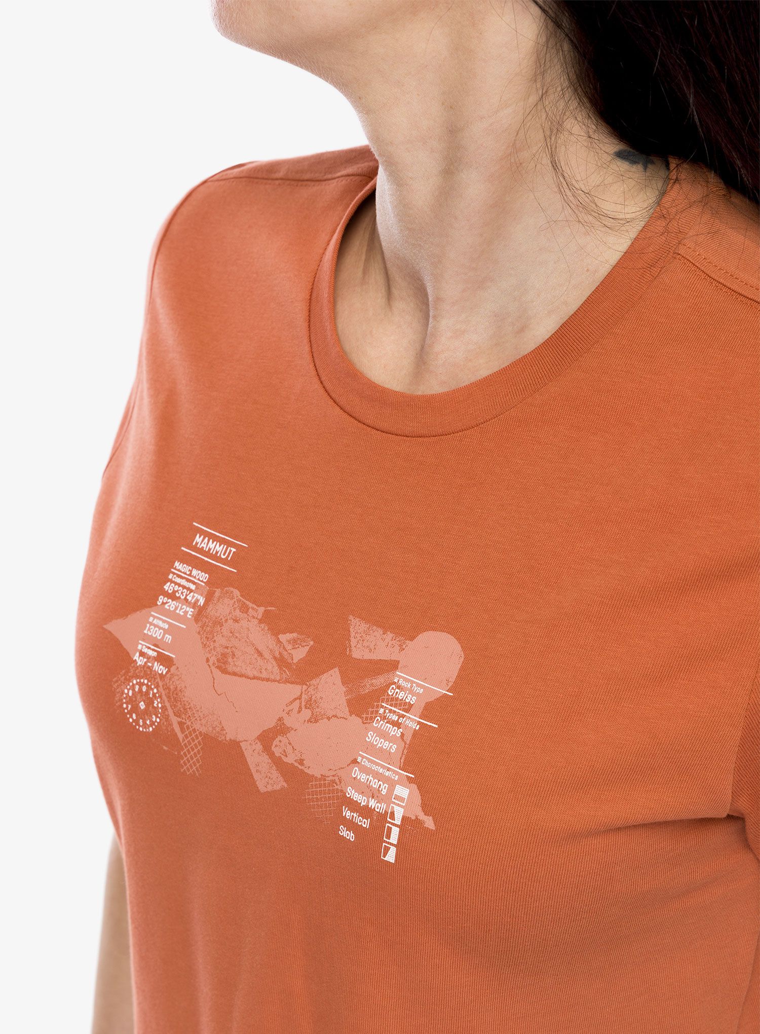 Dámské tričko Mammut Massone T-Shirt Cropped Rocks - brick