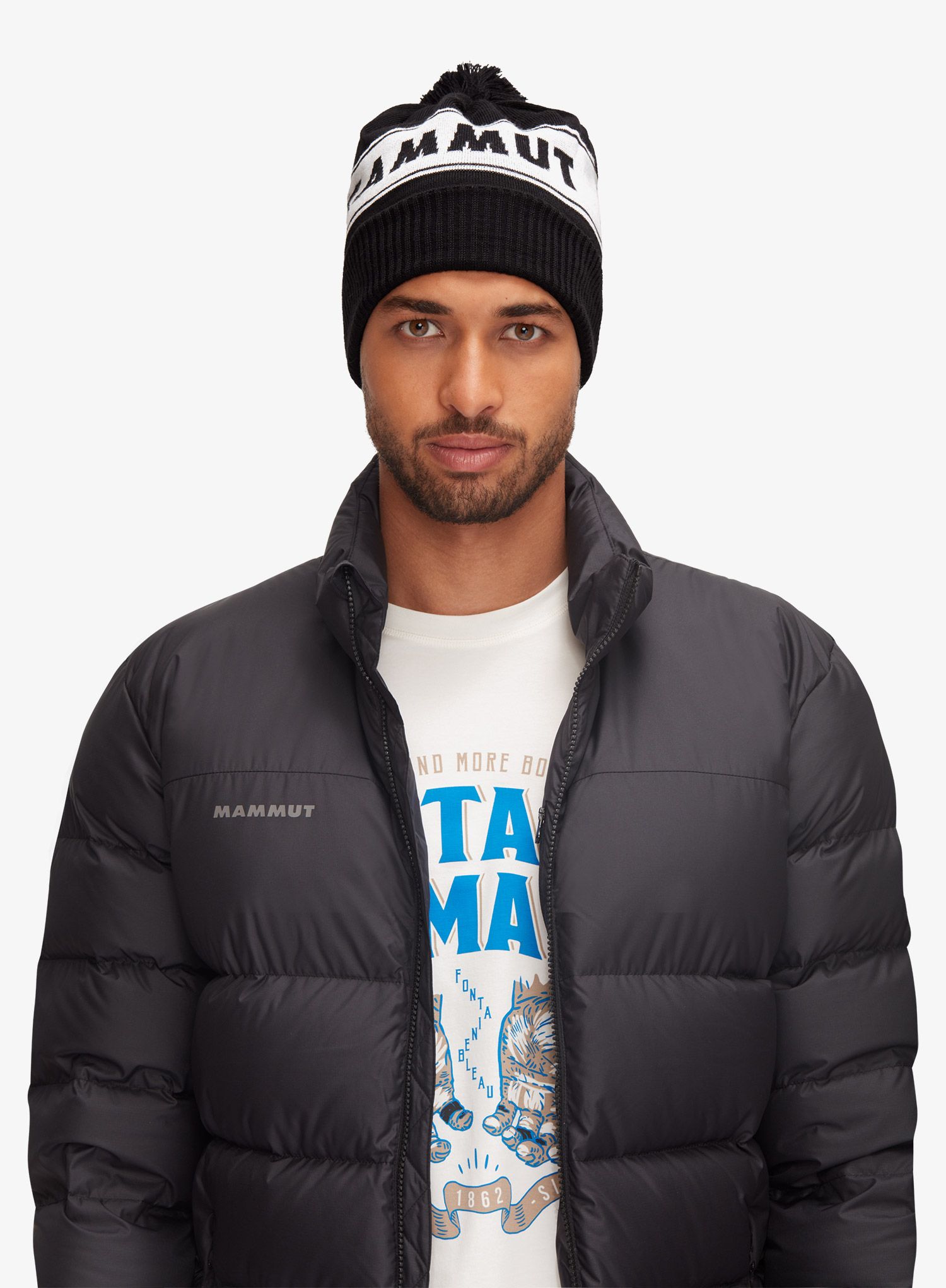 Zimní čepice Mammut Peaks Beanie - black/white