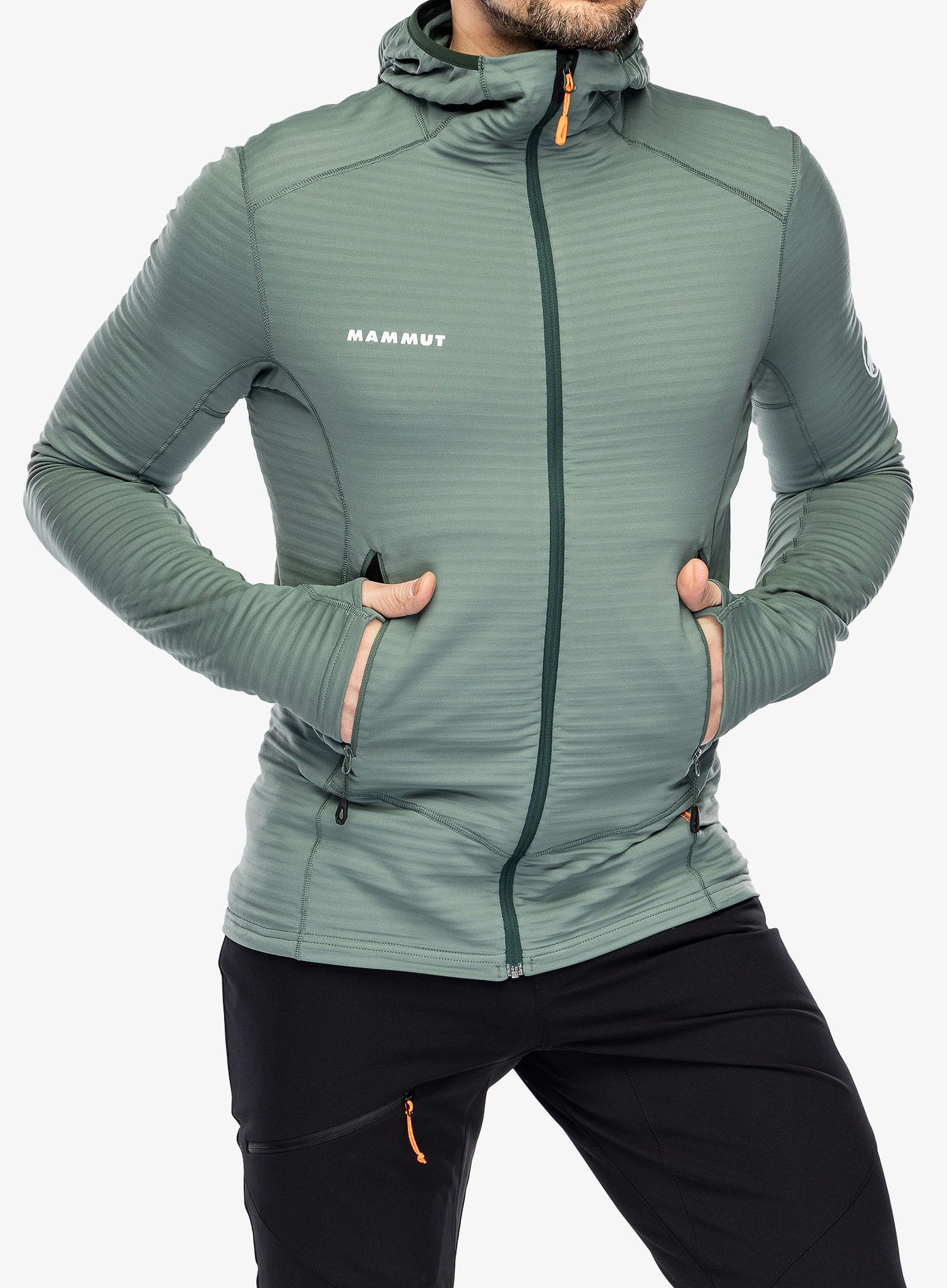 Outdoorova mikina Mammut Taiss Light ML Hooded Jacket - dark jade/woods