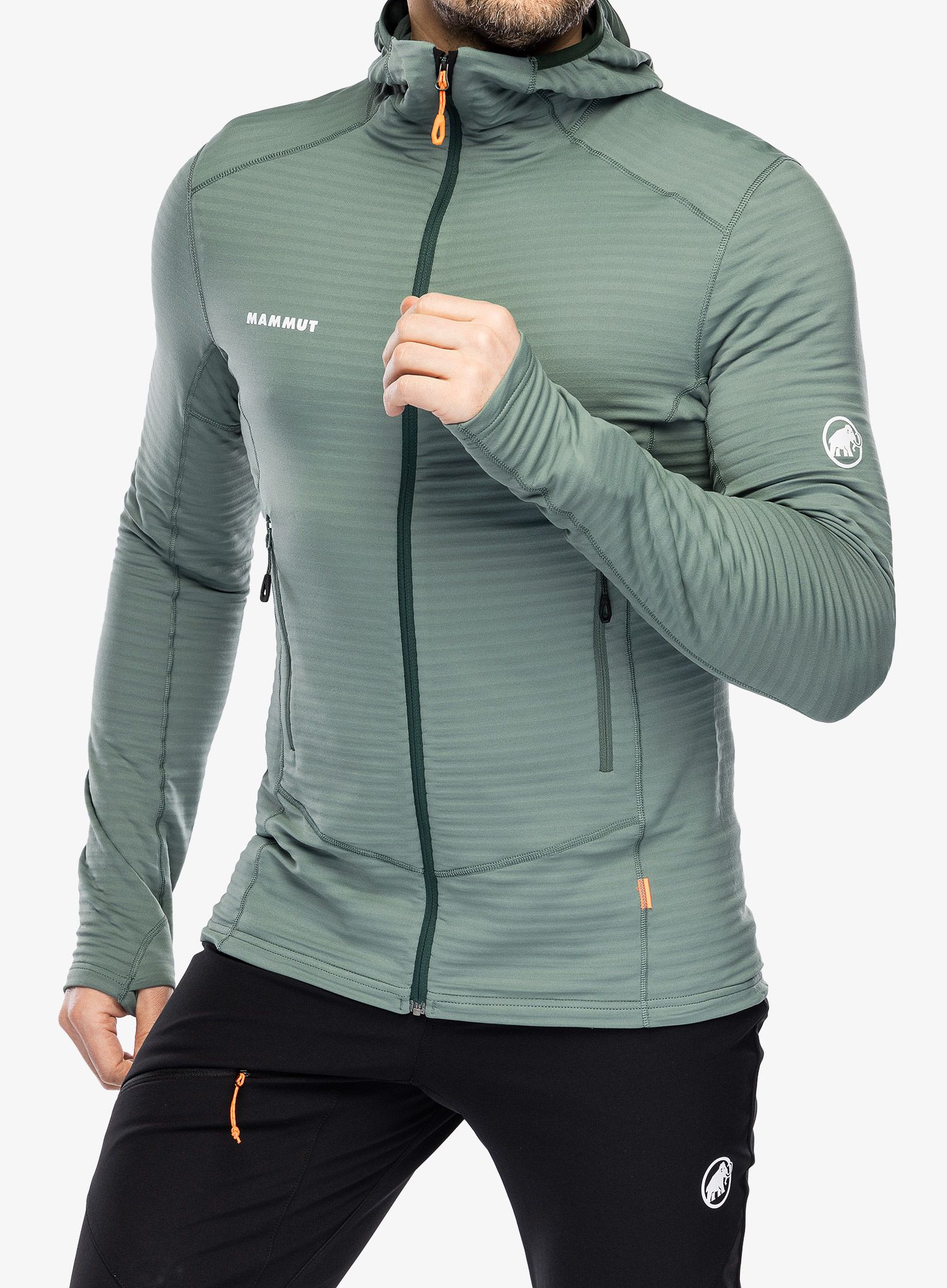 Outdoorova mikina Mammut Taiss Light ML Hooded Jacket - dark jade/woods