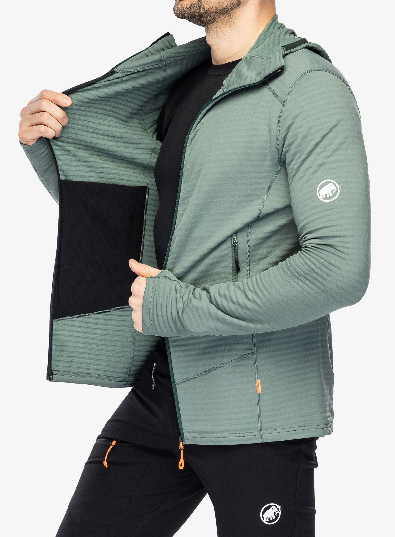 Outdoorova mikina Mammut Taiss Light ML Hooded Jacket - dark jade/woods