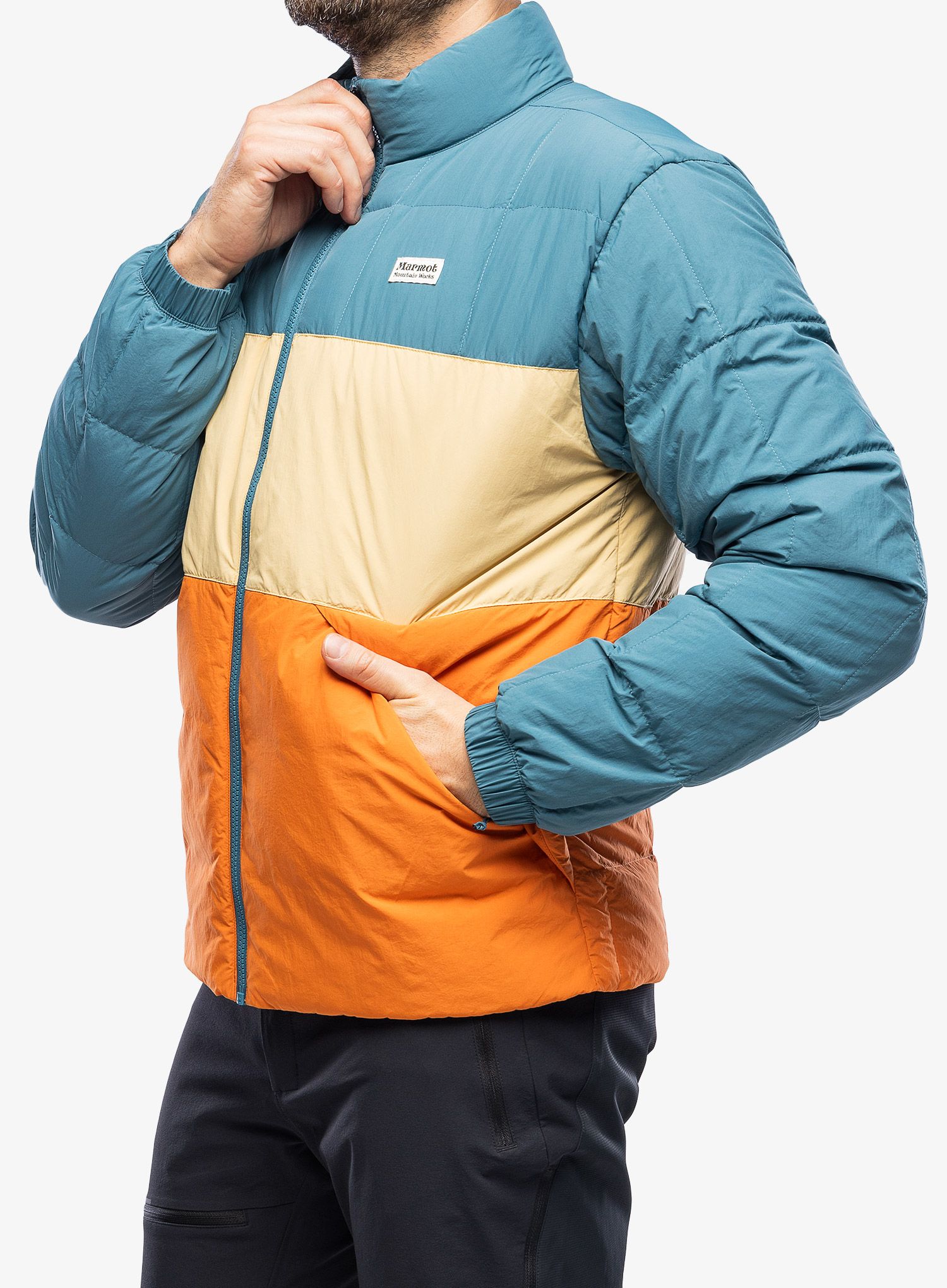 Péřová bunda Marmot Ares Jacket - moon river/light oak/tangelo