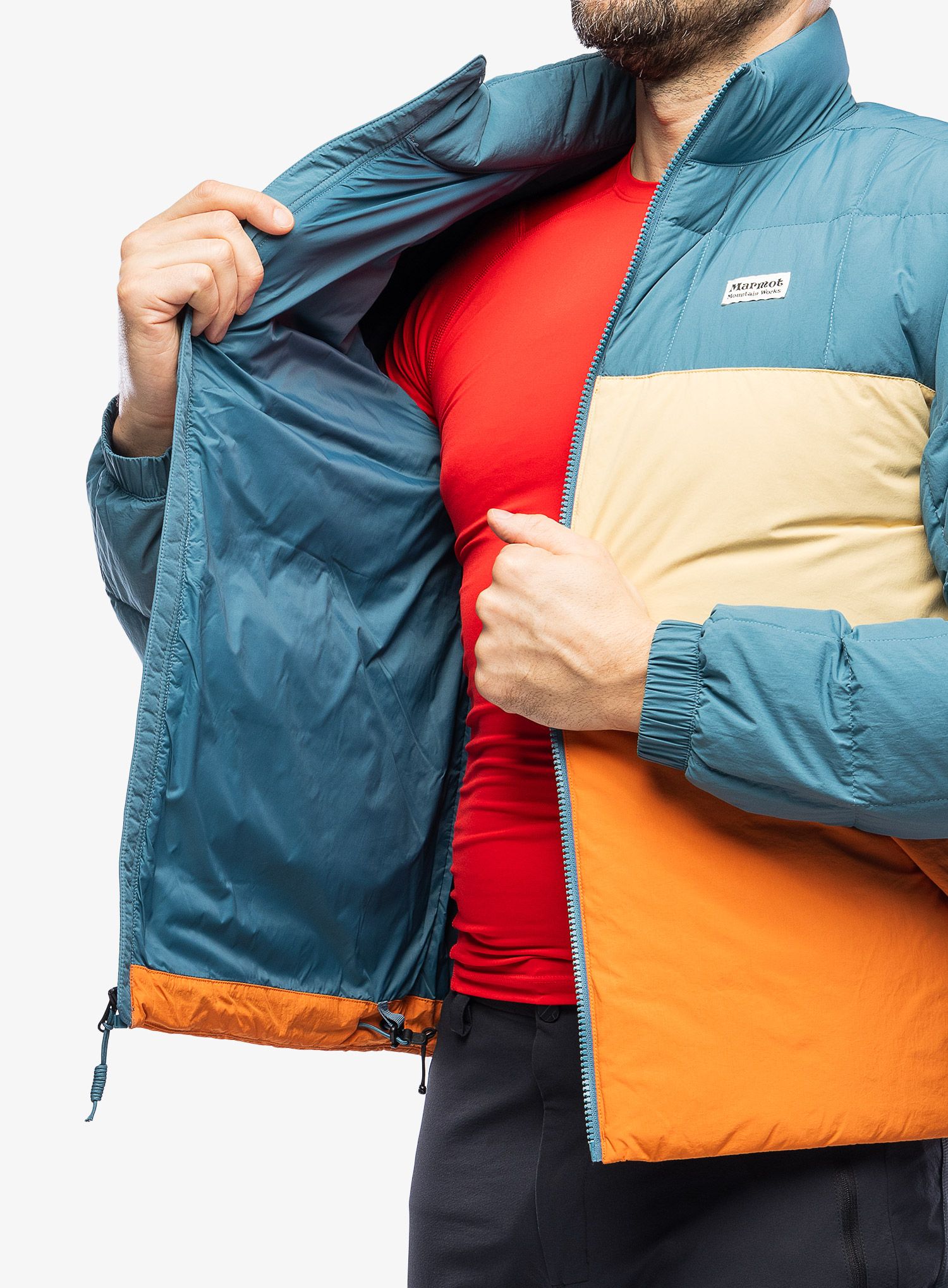 Péřová bunda Marmot Ares Jacket - moon river/light oak/tangelo