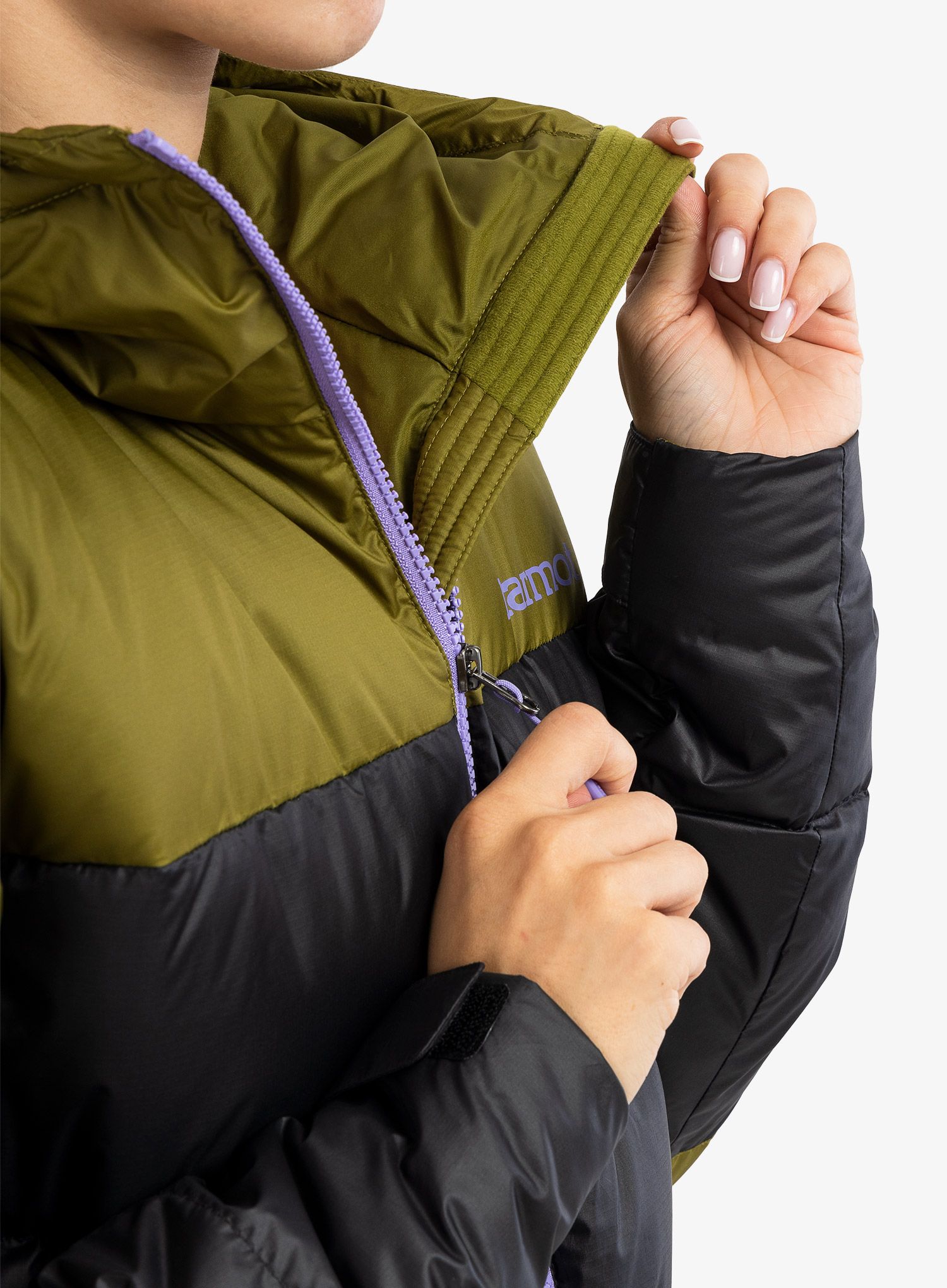 Dámská péřová bunda Marmot Guides Down Hoody - black/military green
