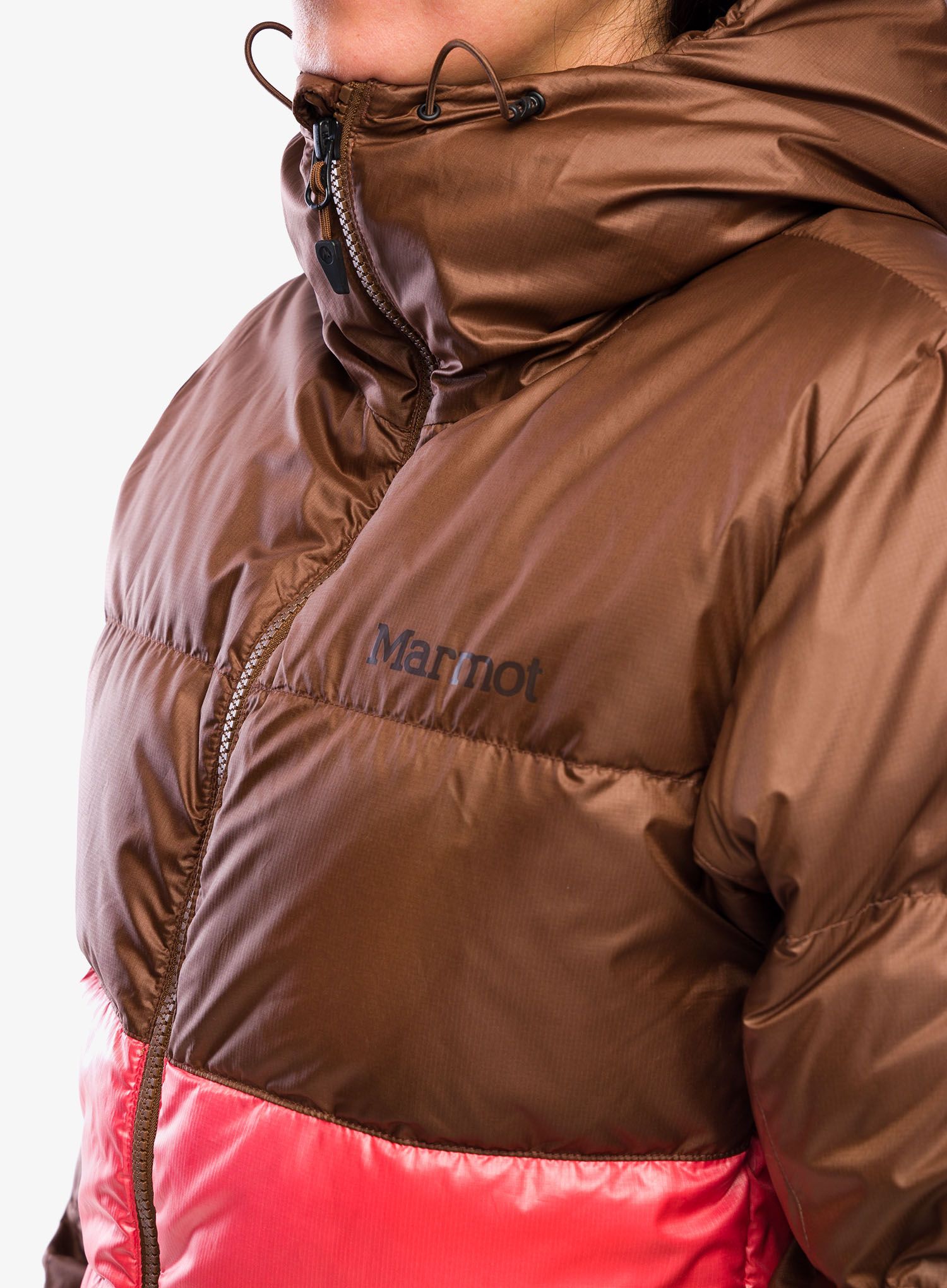 Zateplená bunda dámská Marmot Guides Down Hoody - pinecone/grapefruit