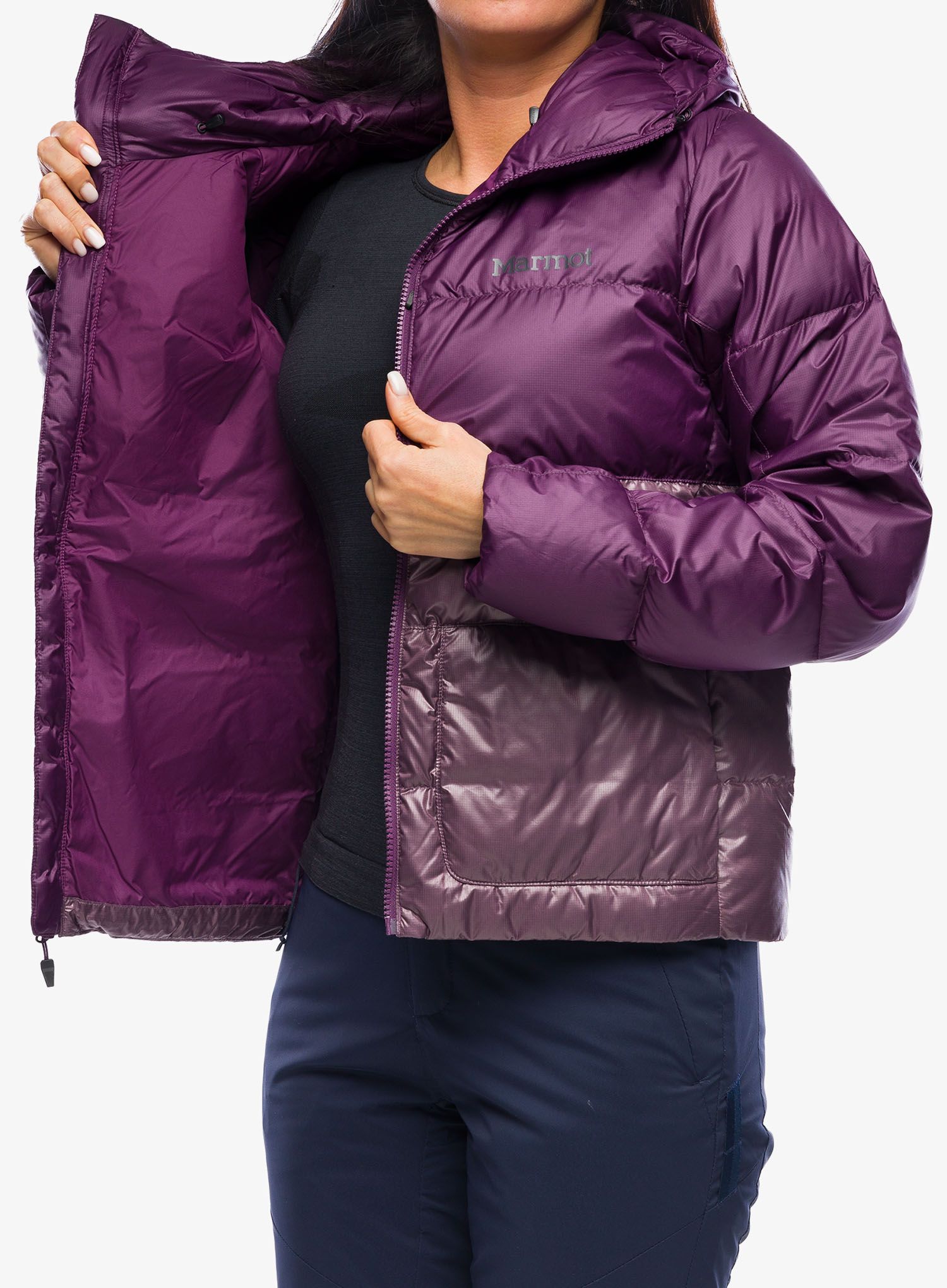 Dámská péřová bunda Marmot Guides Down Hoody - purple fig/hazy purple