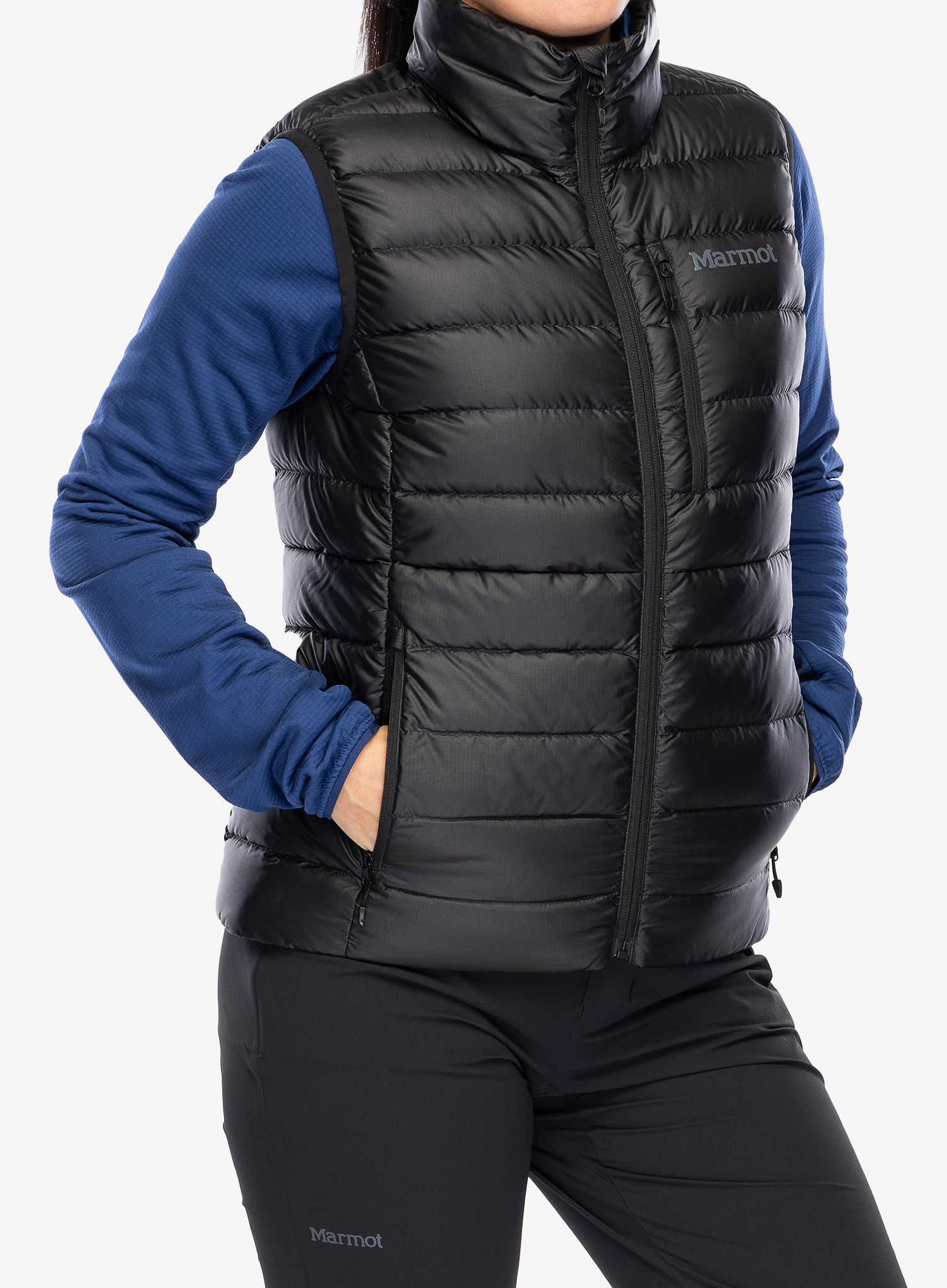 Péřová vesta dámská Marmot Highlander Vest - black/black