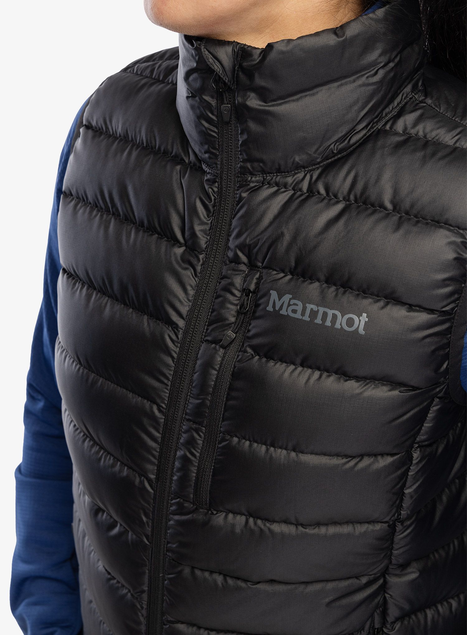 Péřová vesta dámská Marmot Highlander Vest - black/black