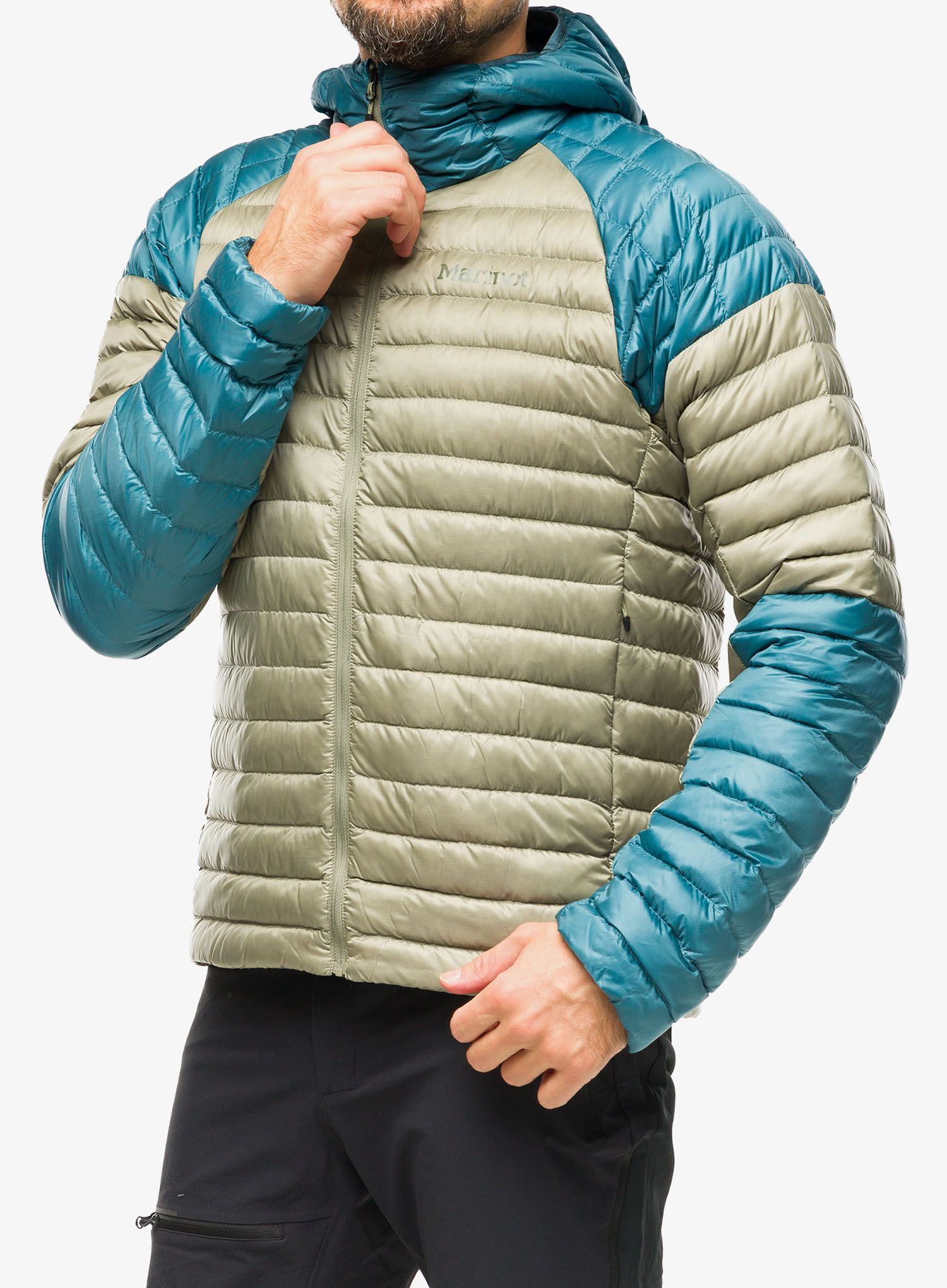 Péřová bunda Marmot Hype Down Hoody - moon river/vetiver