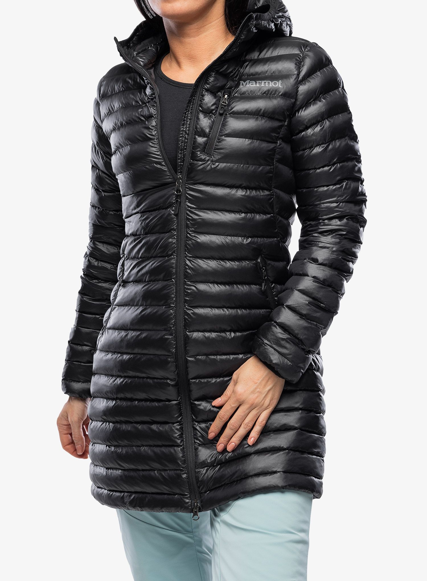 Dámský péřový kabát Marmot Long Avant Featherless Hoody - black