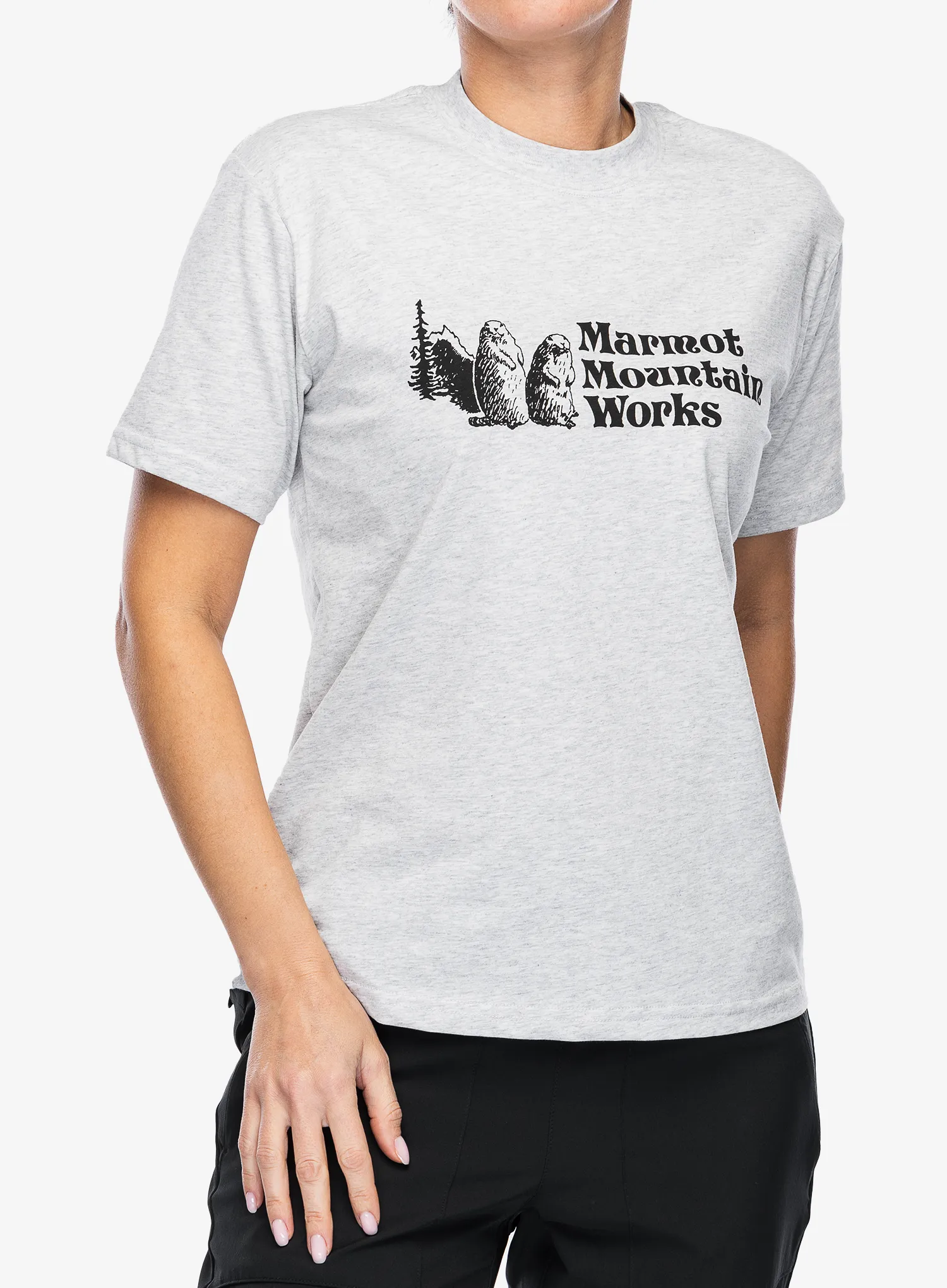 Bavlněné tričko dámské Marmot MMW Tee SS - light grey heather