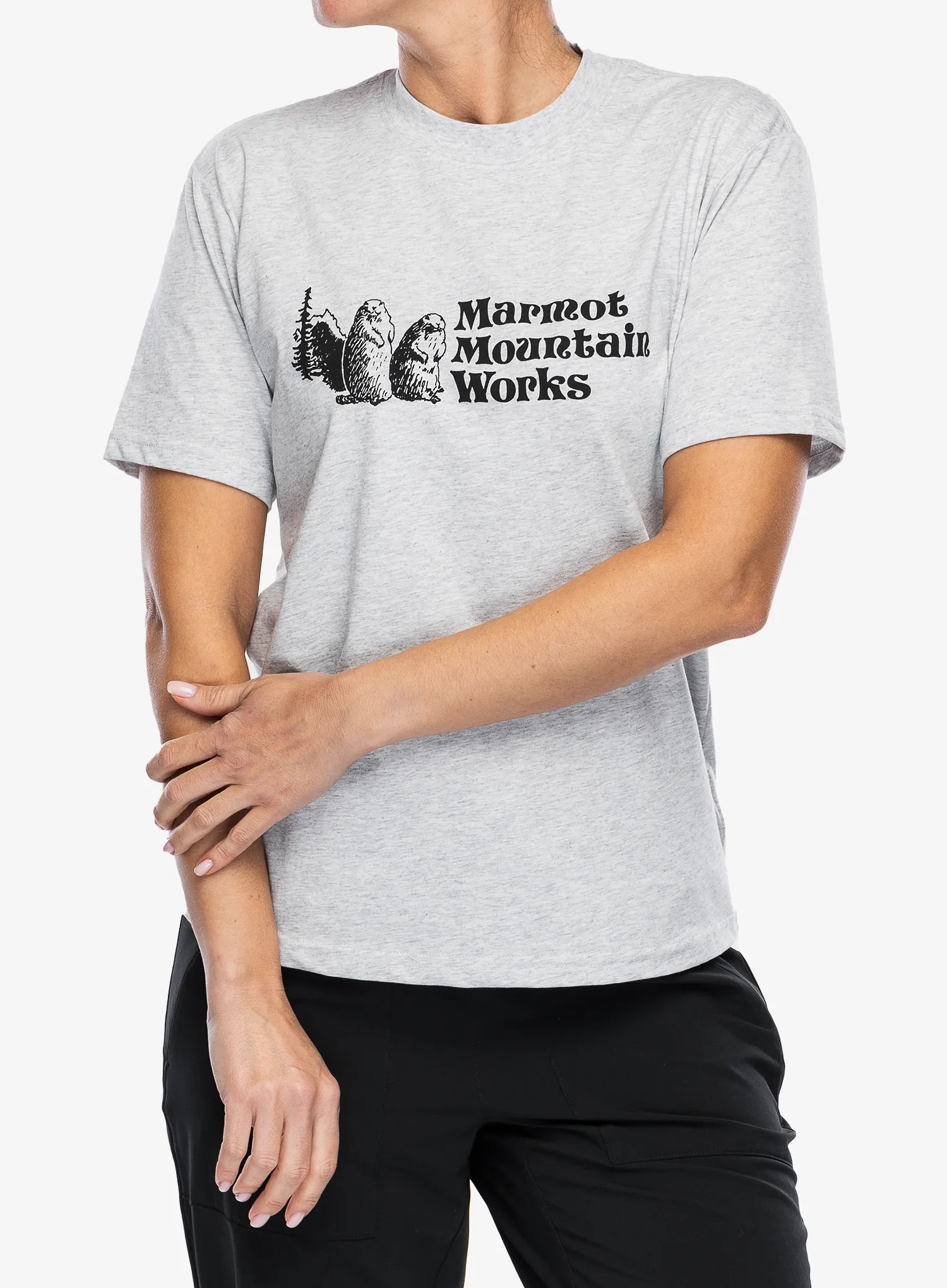 Bavlněné tričko dámské Marmot MMW Tee SS - light grey heather