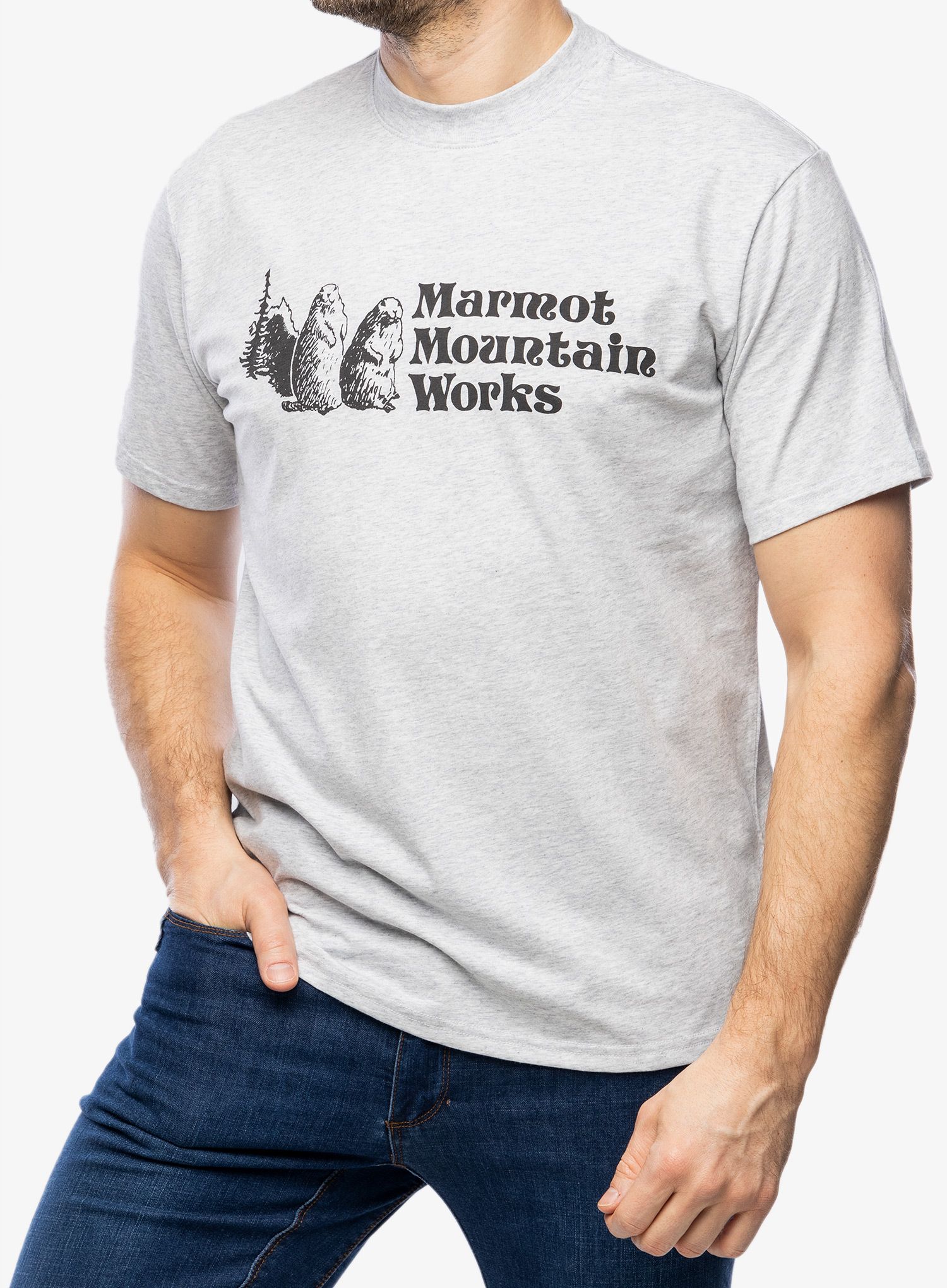 Bavlněné tričko Marmot MMW Tee S/S - light grey heather