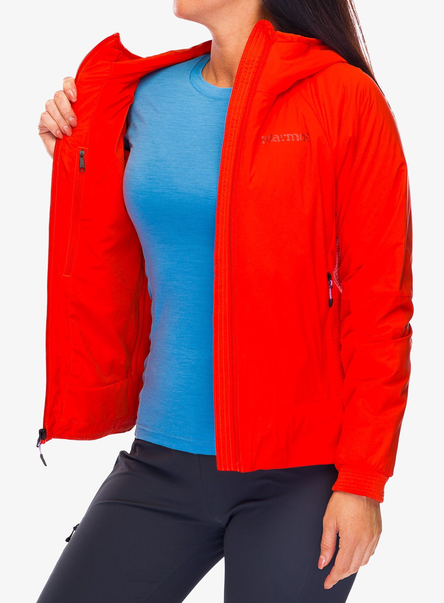 Dámská hybridní bunda Marmot Novus LT Hybrid Hoody - red sun