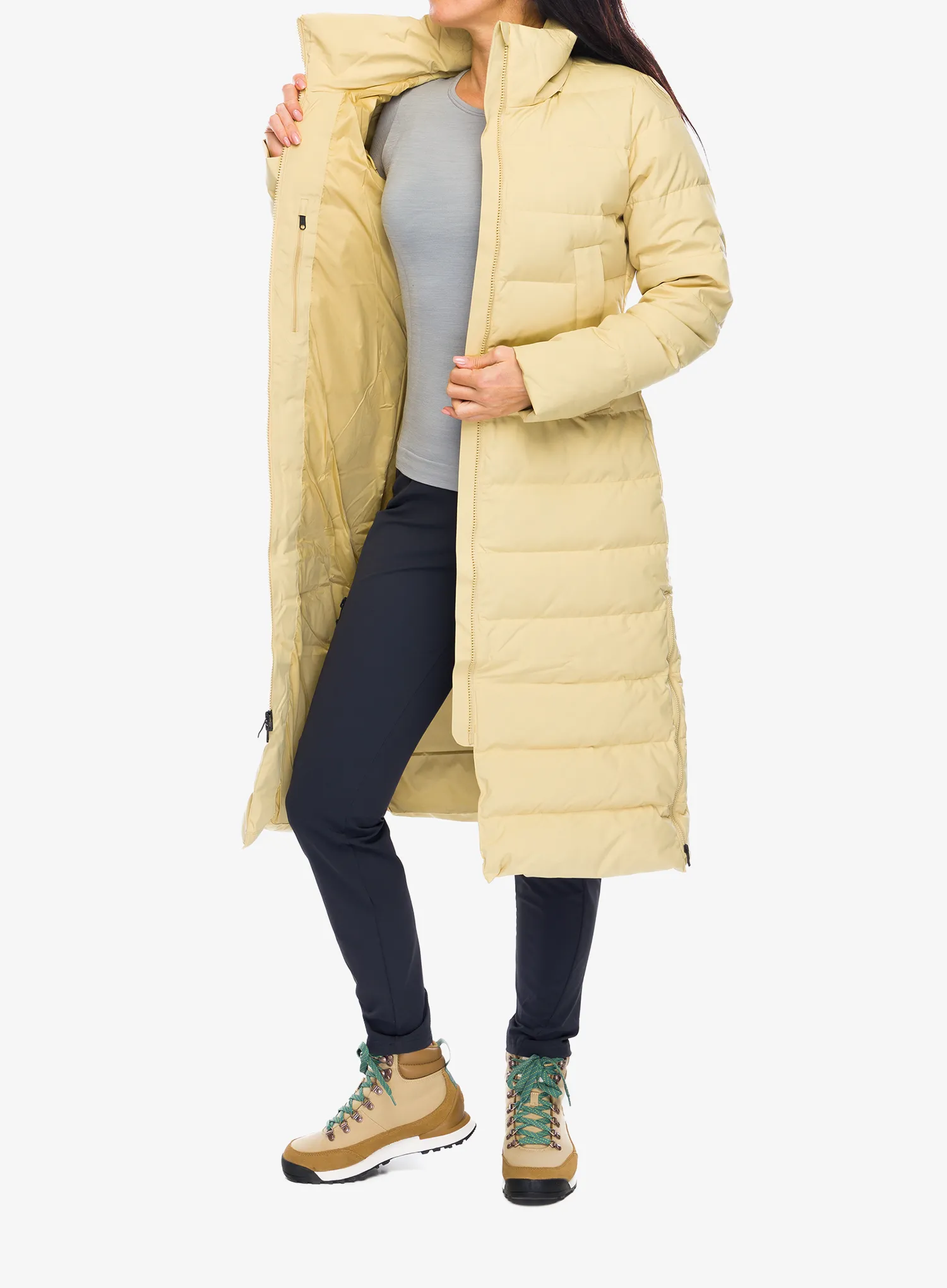 Dámský péřový kabát Marmot Prospect Coat - light oak