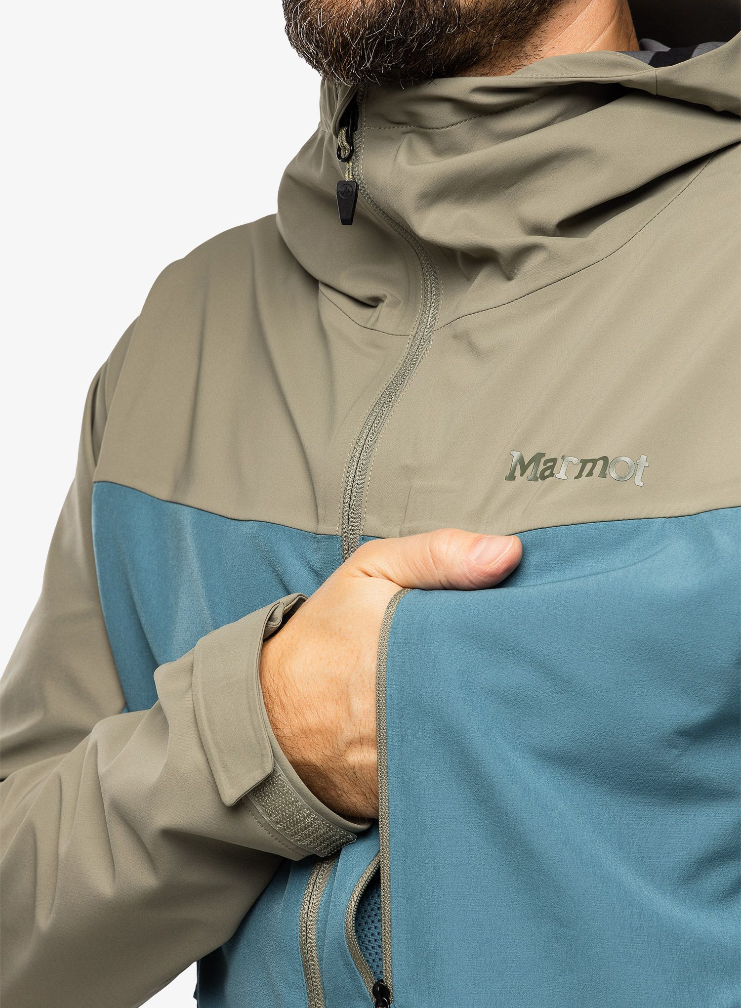 Softshellová bunda Marmot ROM GORE-TEX Infinium Hoody - vetiver/moon river