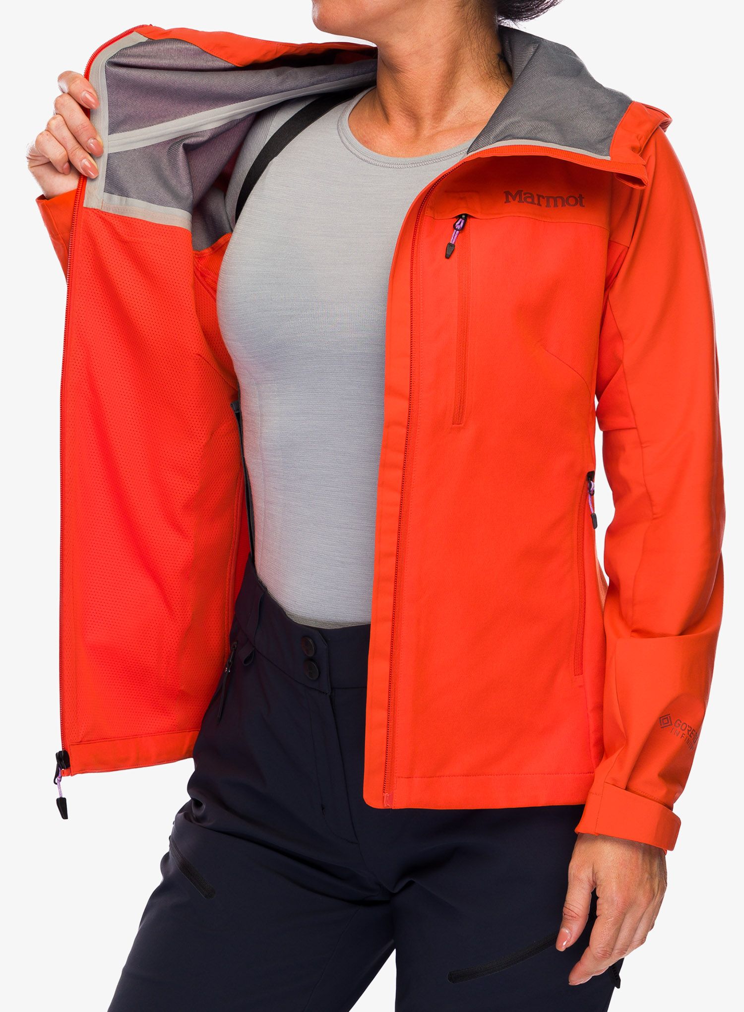 Dámská softshellová bunda Marmot ROM Hoody - red sun