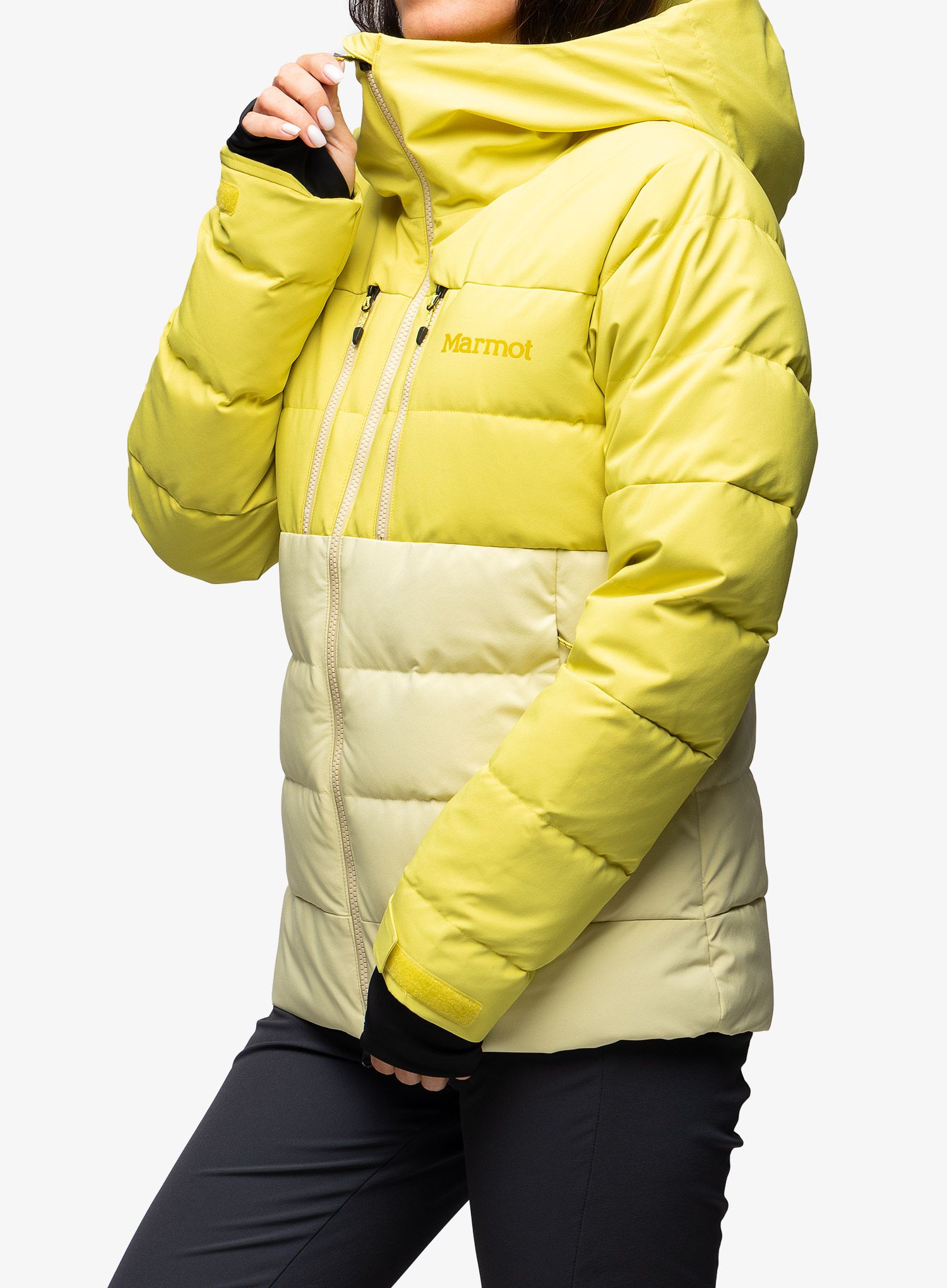 Dámská péřová bunda Marmot Slingshot Jacket - limelight/wheat