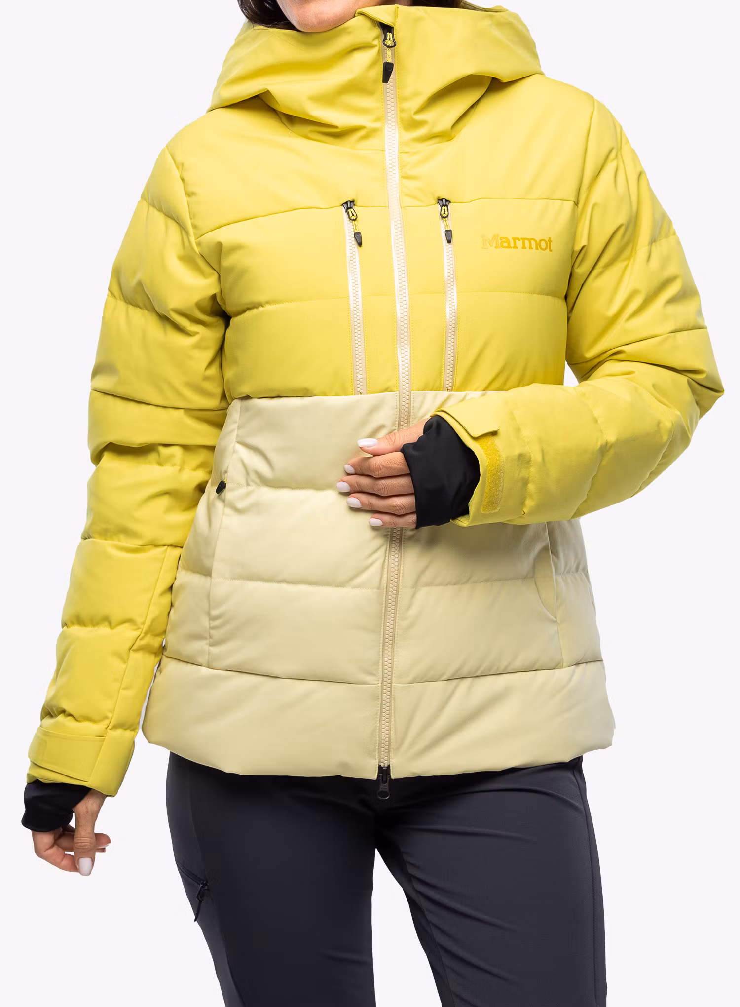 Dámská péřová bunda Marmot Slingshot Jacket - limelight/wheat