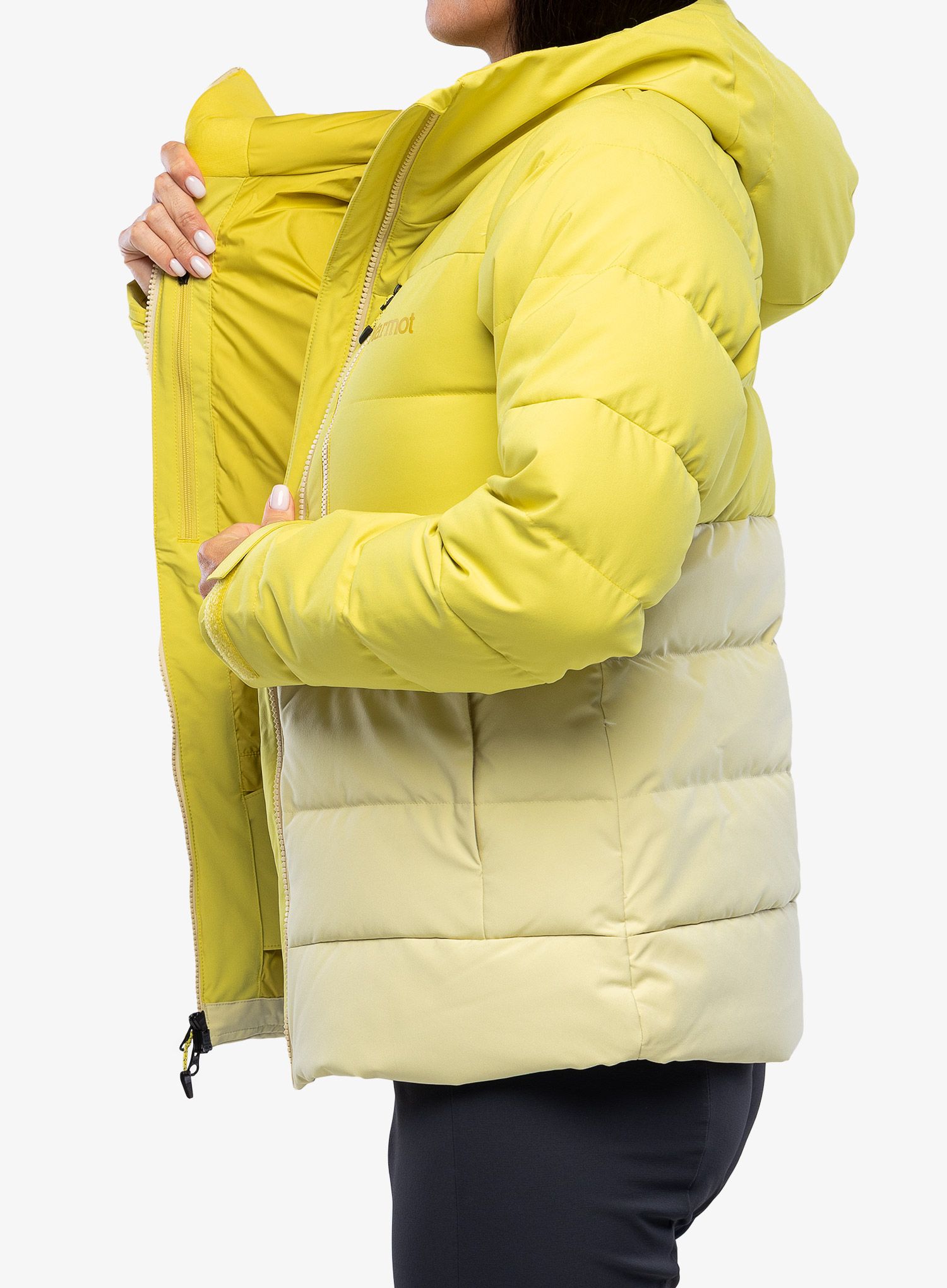 Dámská péřová bunda Marmot Slingshot Jacket - limelight/wheat