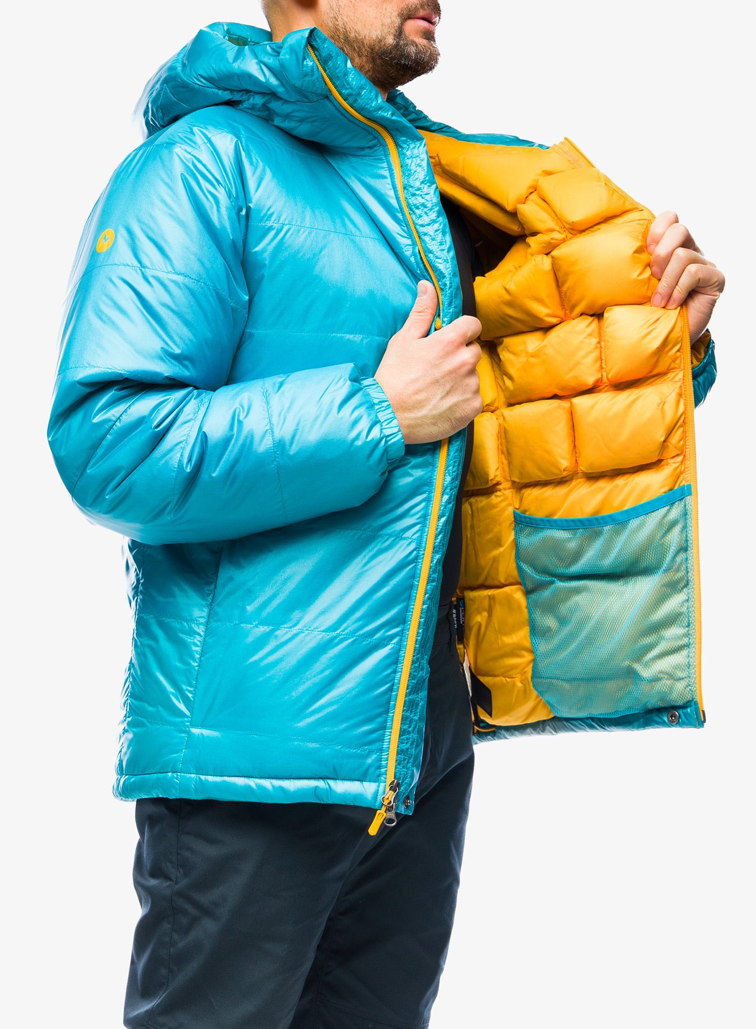 Péřová bunda Marmot West Rib Parka - enamel blue