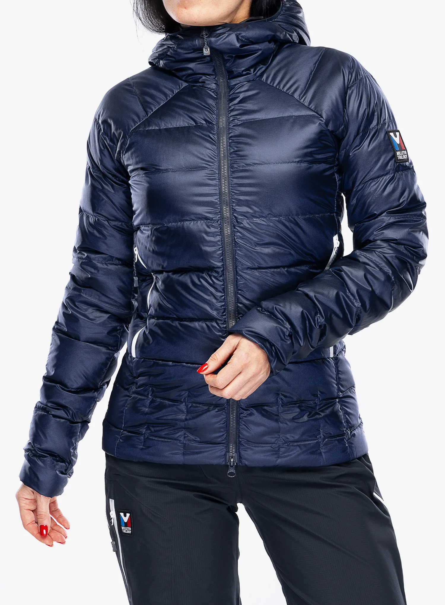 Dámská péřová bunda Millet Trilogy Icon Down Hooded - saphir