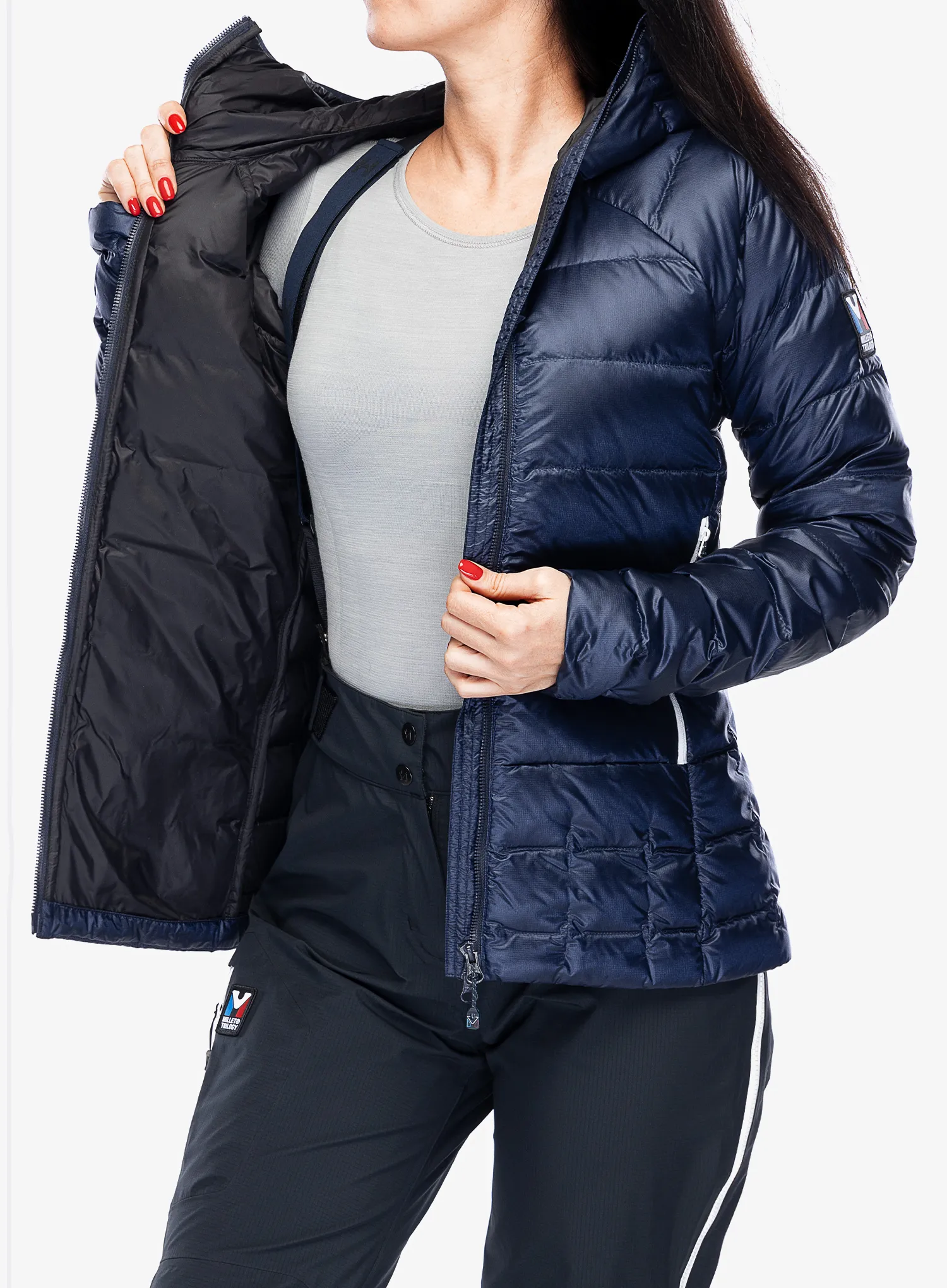 Dámská péřová bunda Millet Trilogy Icon Down Hooded - saphir