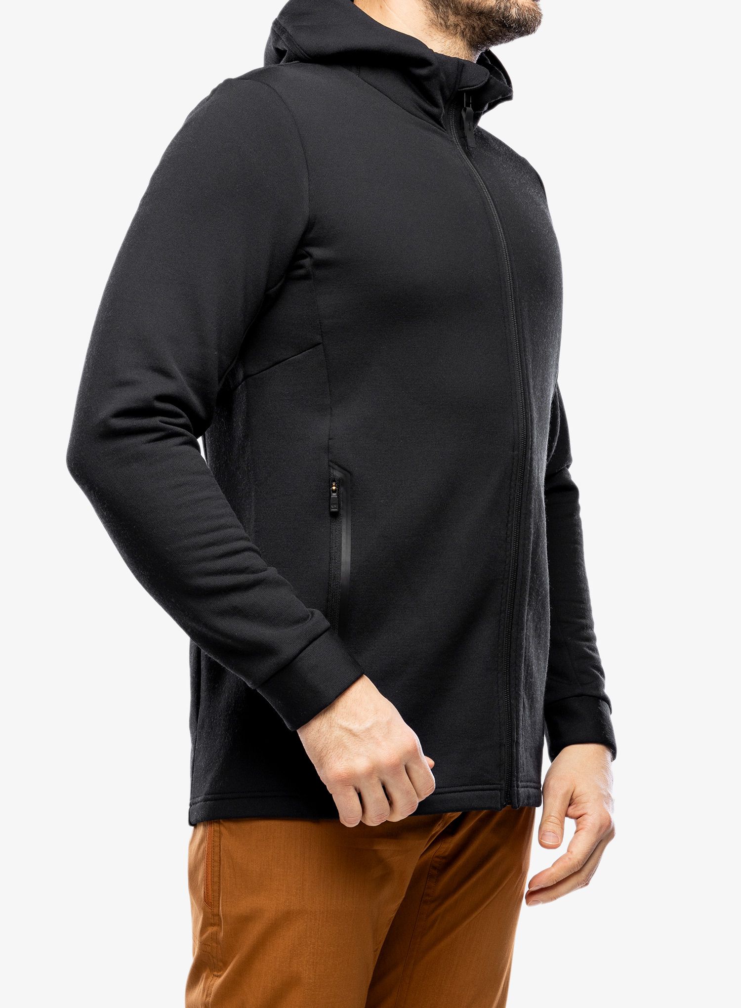 Fleece mikina Mons Royale Arcadia Merino Fleece Hoody - black