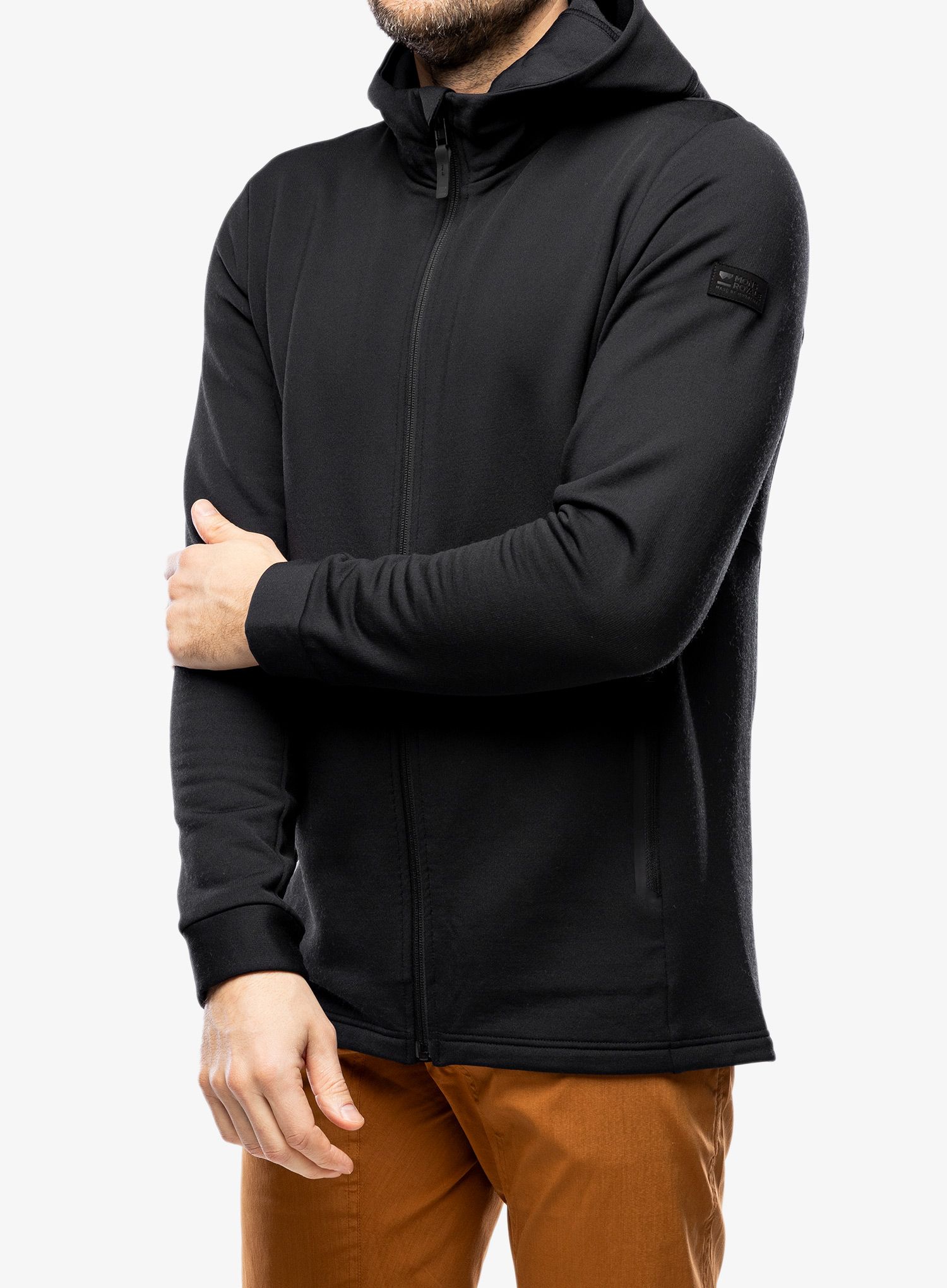 Fleece mikina Mons Royale Arcadia Merino Fleece Hoody - black