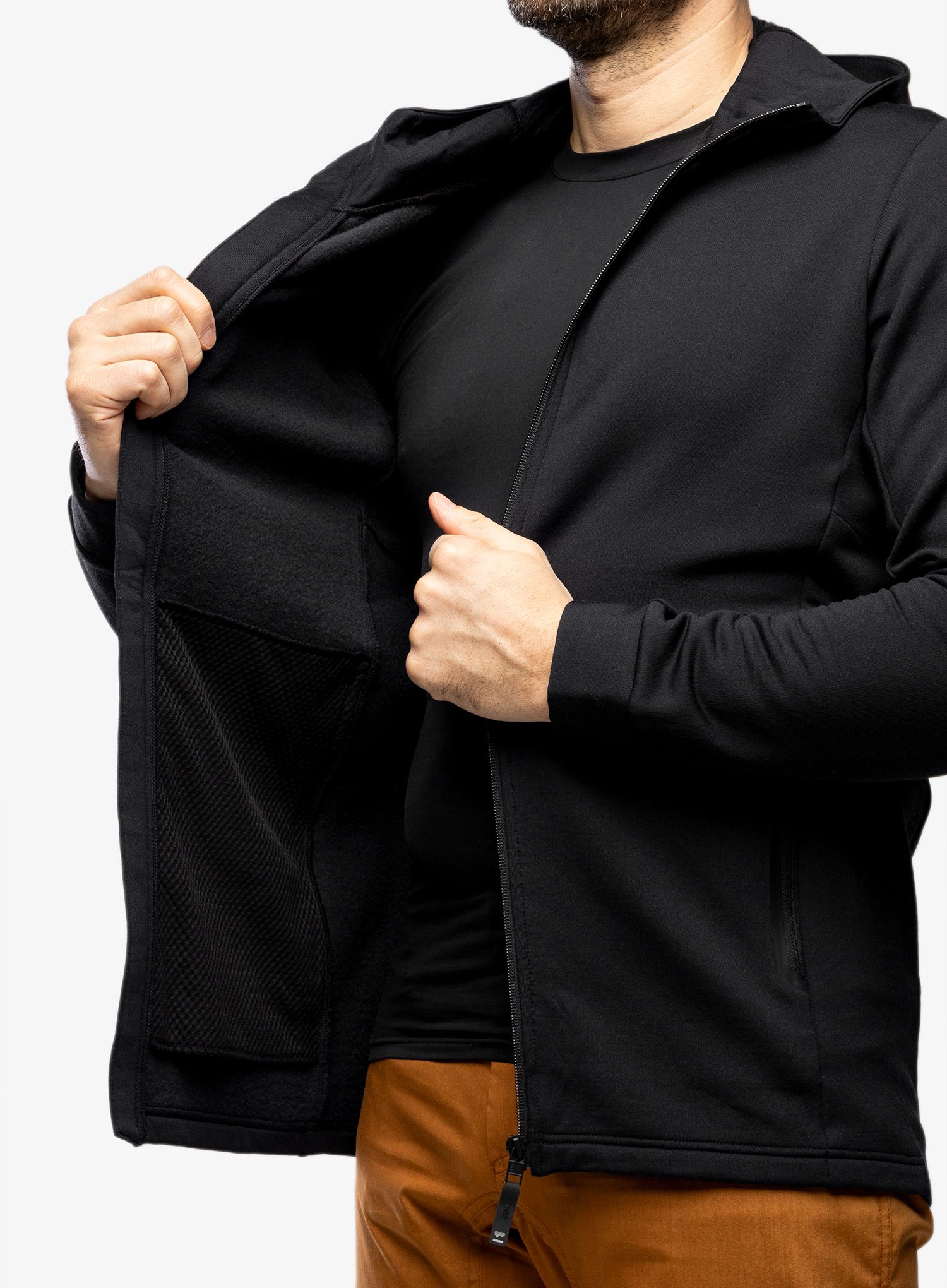 Fleece mikina Mons Royale Arcadia Merino Fleece Hoody - black