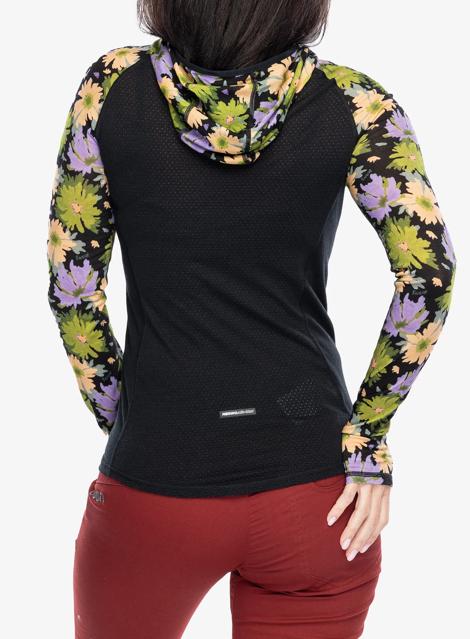 Dámská funkční mikina Mons Royale Bella Tech Hood - alpine bloom/black