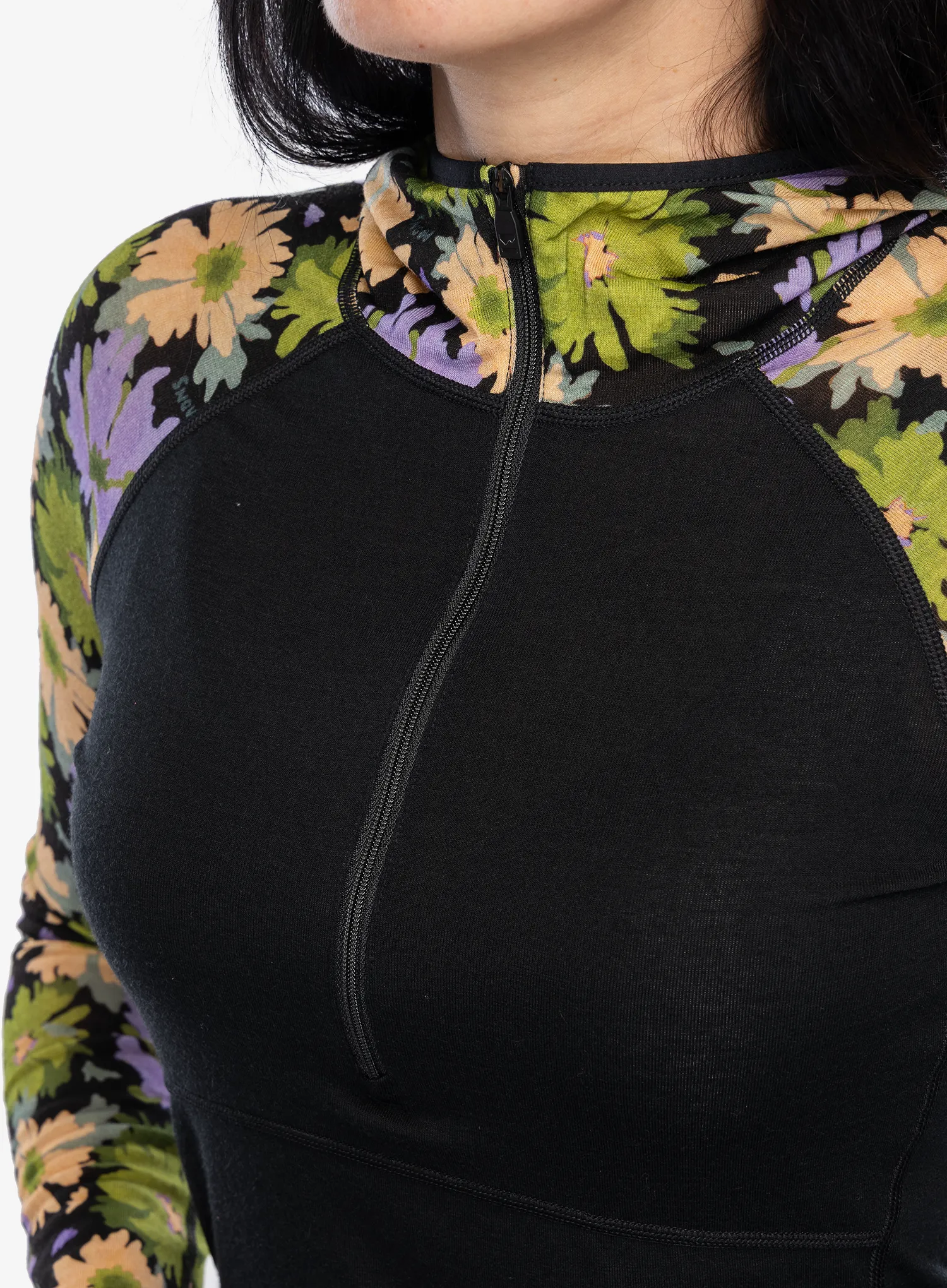 Dámská funkční mikina Mons Royale Bella Tech Hood - alpine bloom/black