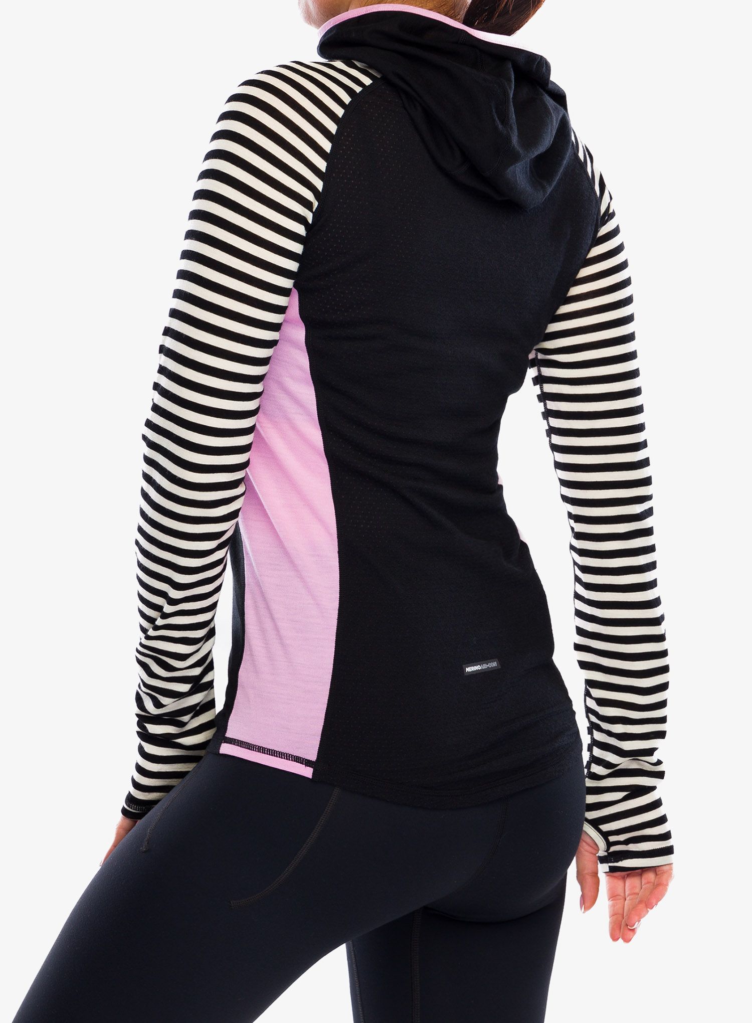 Dámská funkční mikina Mons Royale Bella Tech Hood - pink stripe
