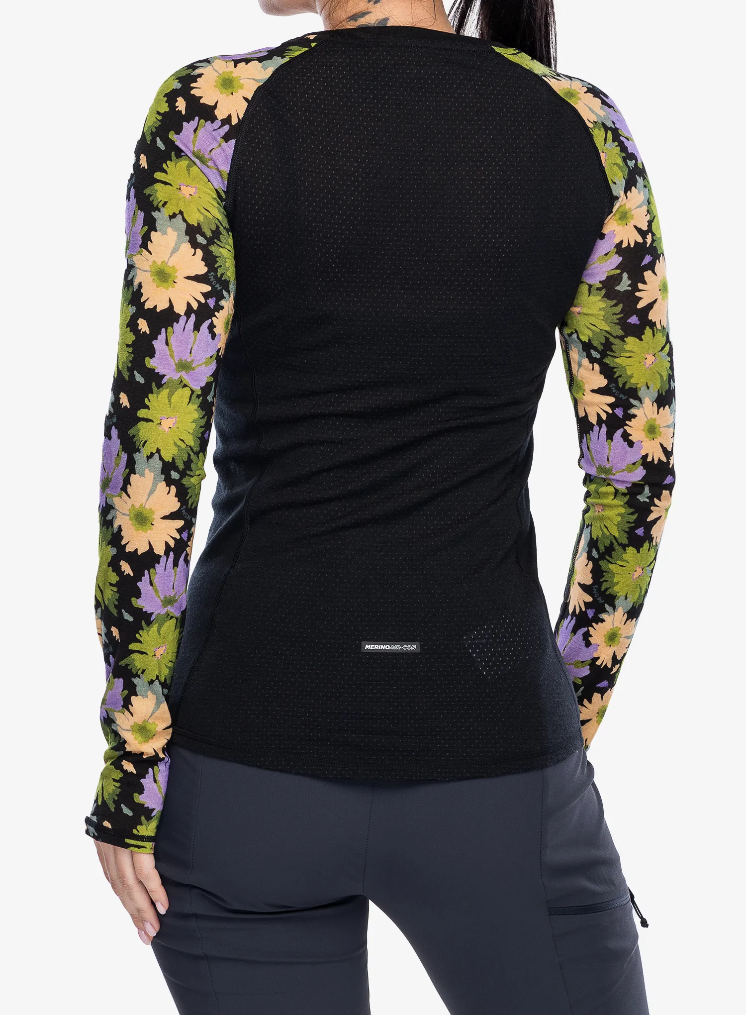Dámská funkční mikina Mons Royale Bella Tech LS - alpine bloom/black