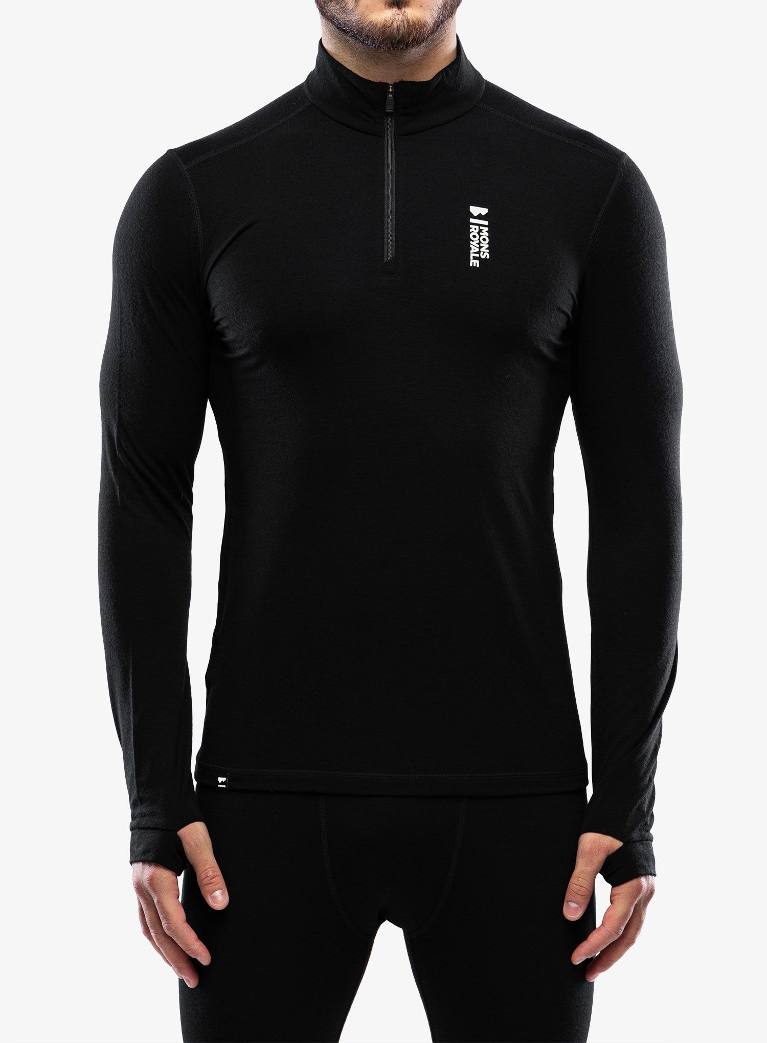 Funkční mikina Mons Royale Cascade 1/4 Zip - black