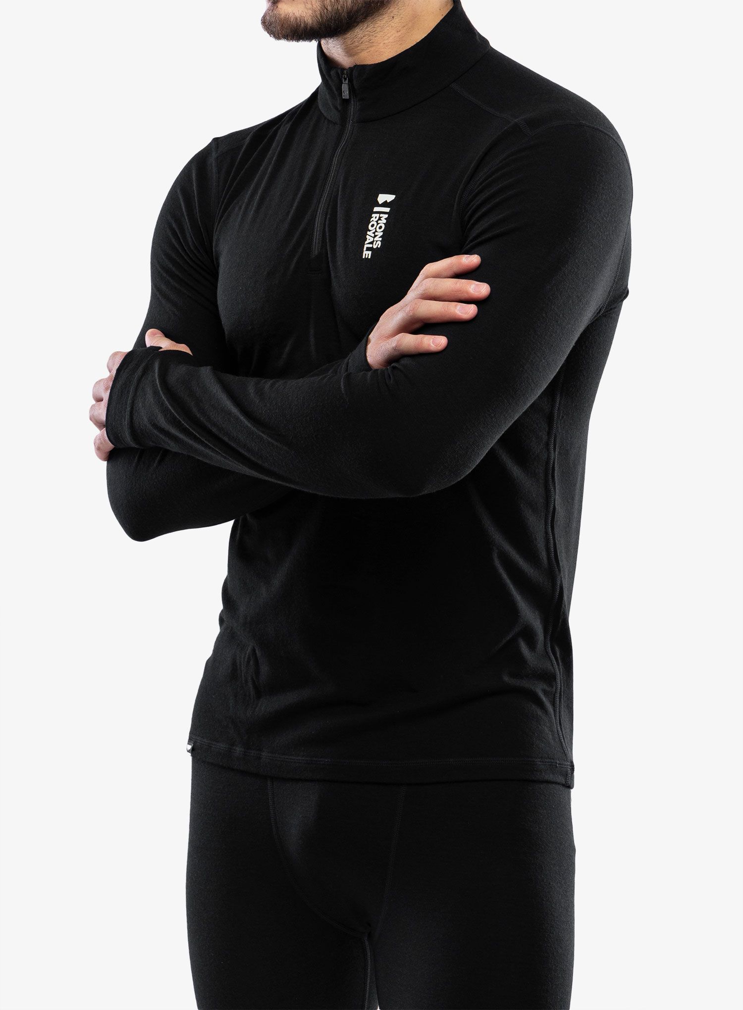 Funkční mikina Mons Royale Cascade 1/4 Zip - black