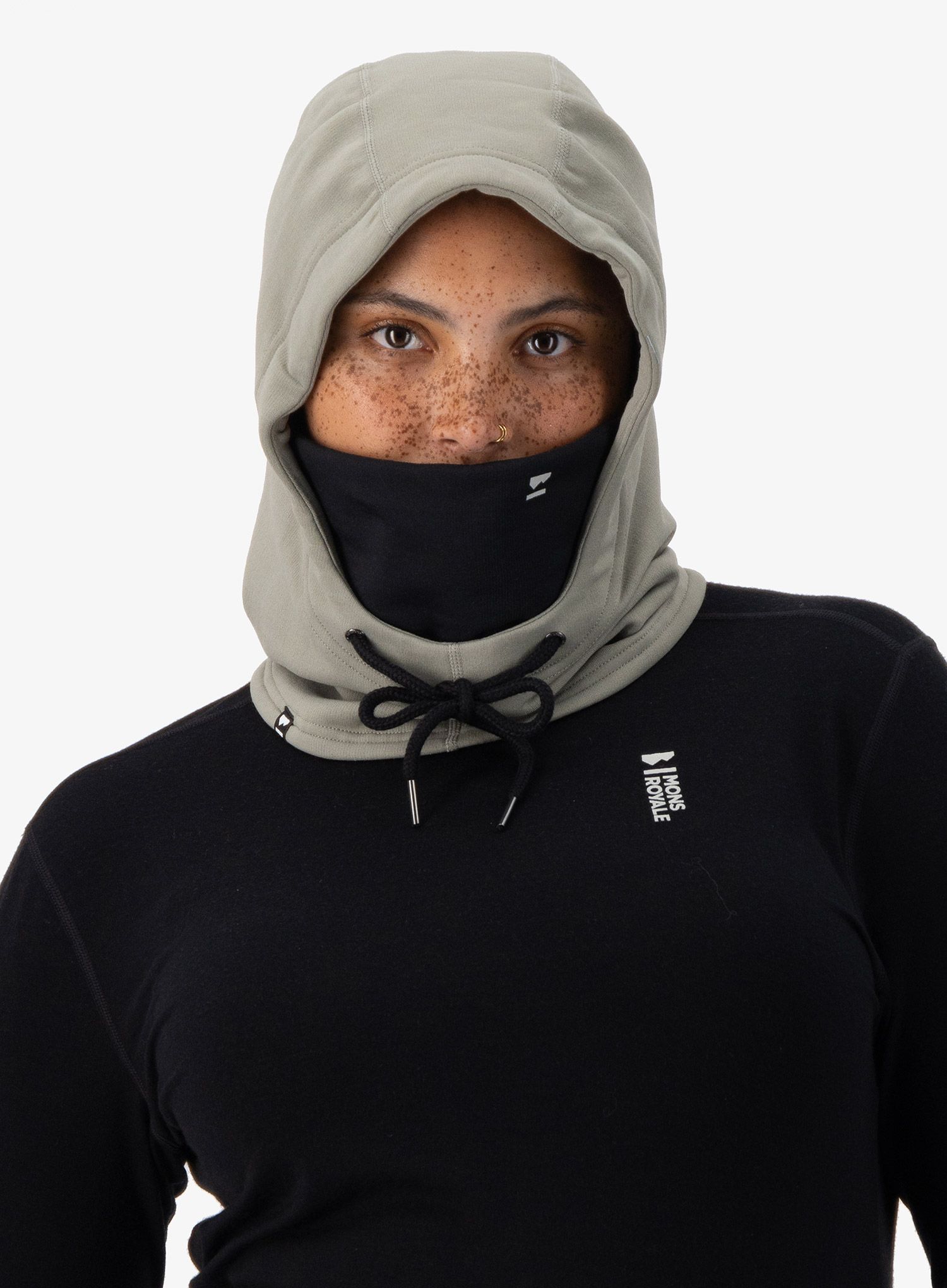Kukla Mons Royale Decade Merino Fleece Hood - dried sage