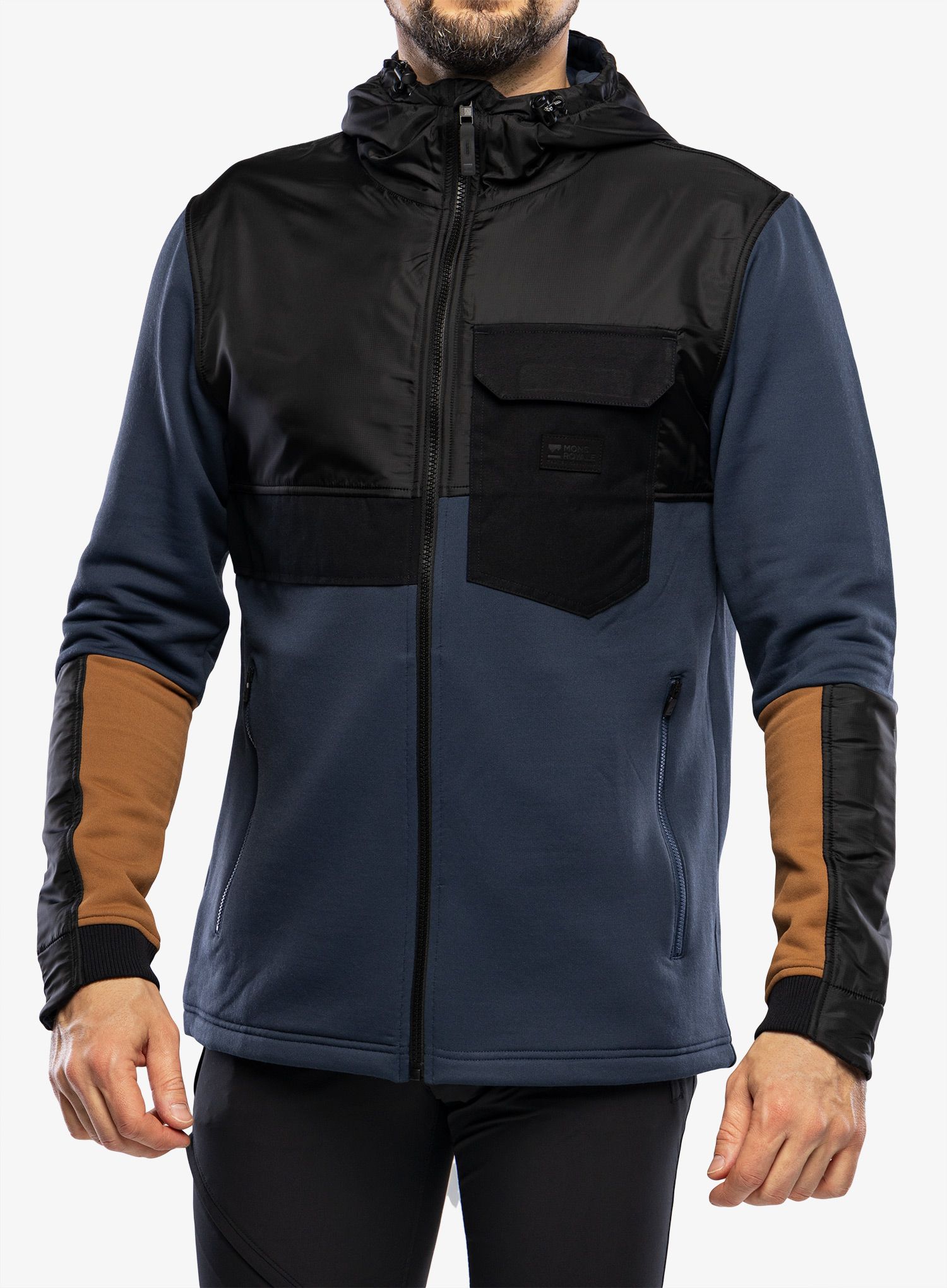 Rozepínací mikina Mons Royale Decade Merino Fleece Hoody - midnight/black