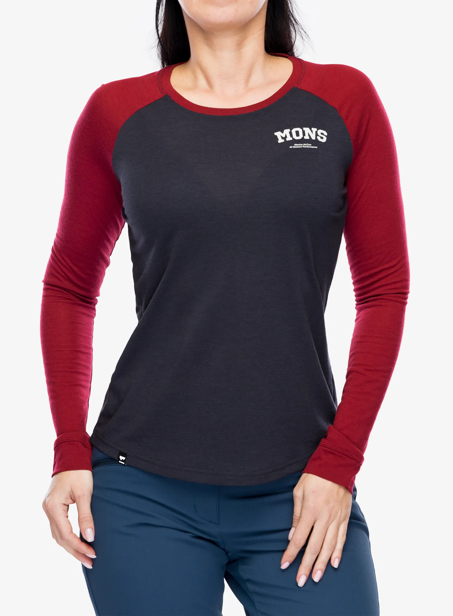 Dámská mikina Mons Royale Icon Raglan - cherry/9 iron