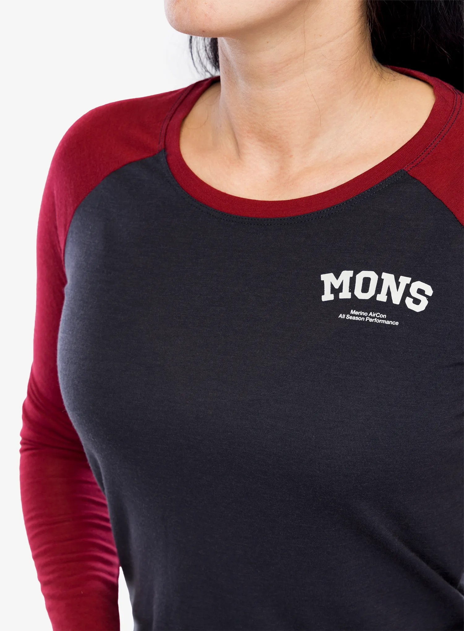 Dámská mikina Mons Royale Icon Raglan - cherry/9 iron