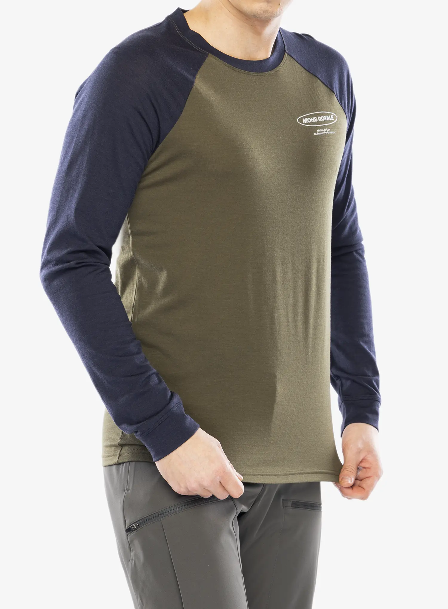 Longsleeve Mons Royale Icon Raglan - dark olive/9 iron
