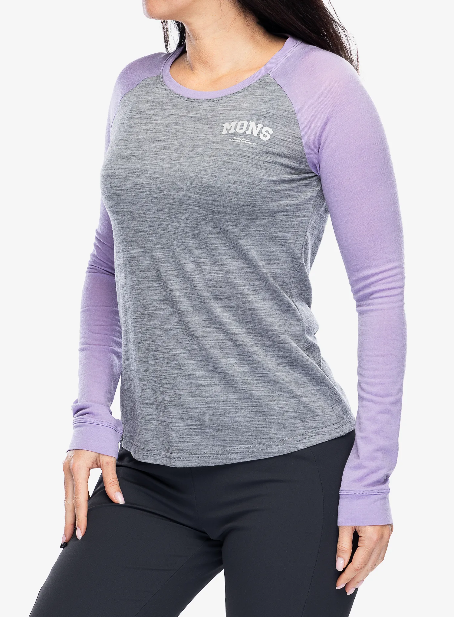 Dámská mikina Mons Royale Icon Raglan - grey heather/lupin